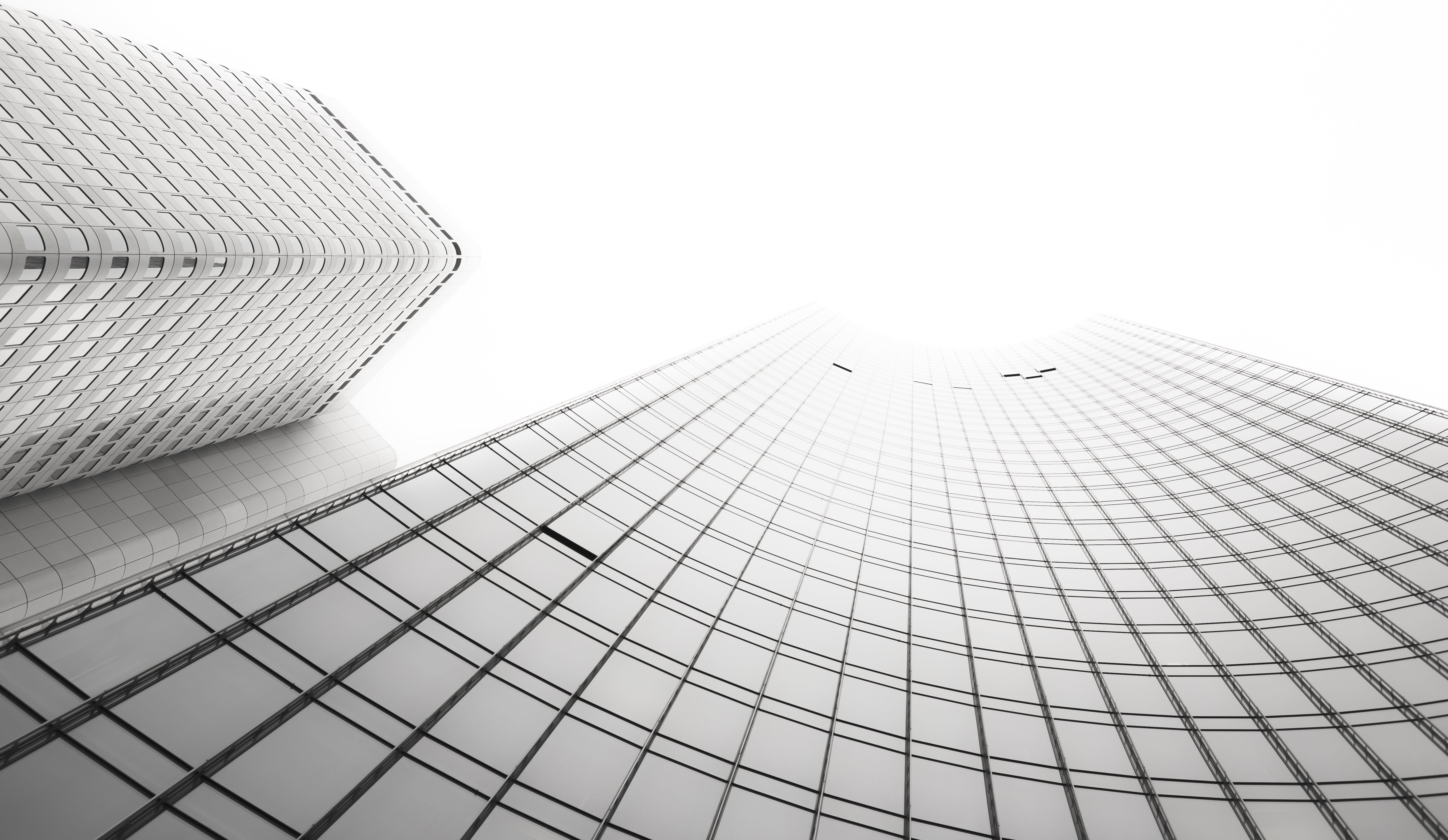 photo, Frankfurt, business, geometric Shape, building, grayscale, urban, graphic, reflections, construction Industry, bandw, 5K, abstract, architecture, HD Wallpaper