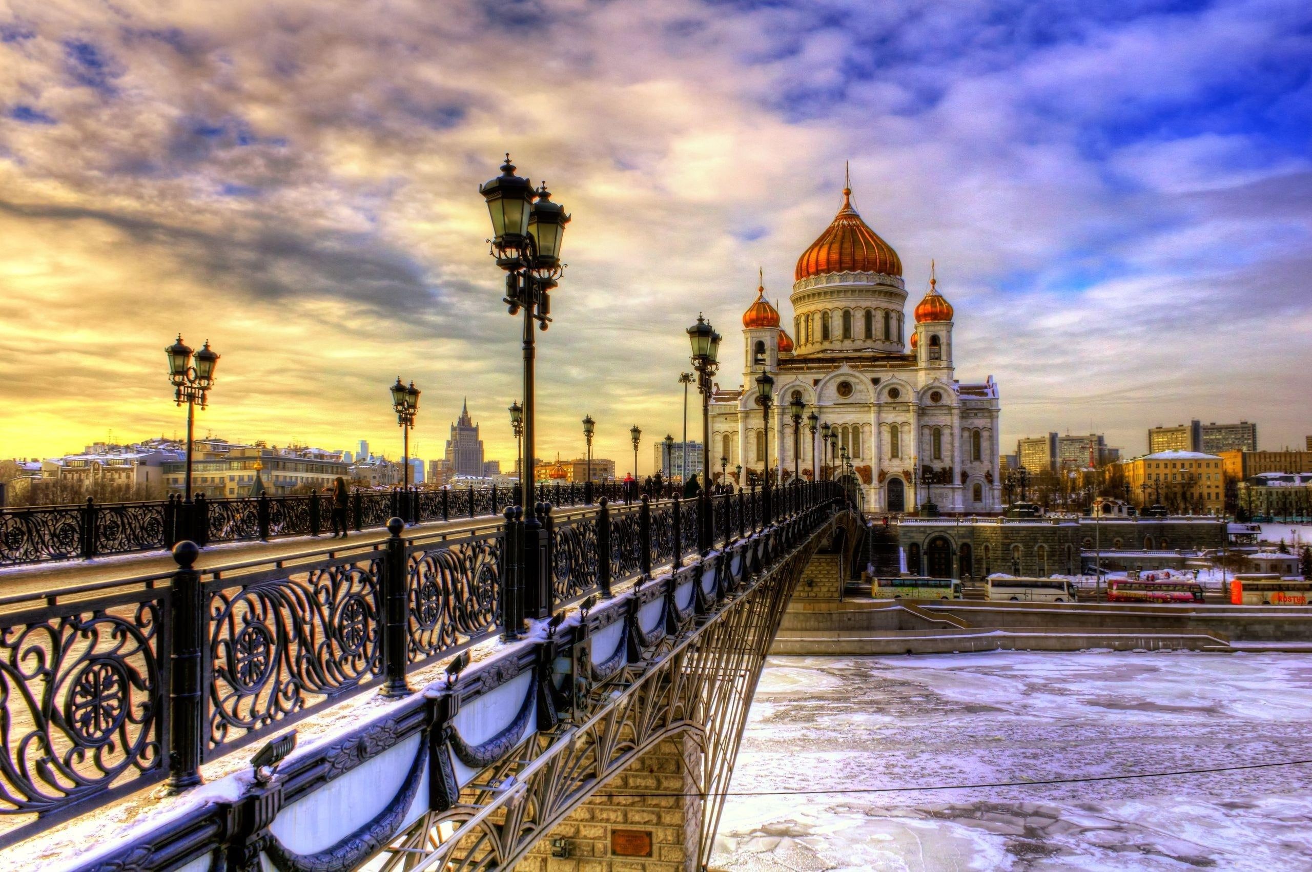 architecture, saint, houses, religious, church, 2K, bridge, river, water, petersburg, nature, sunlight, windows, HD Wallpaper