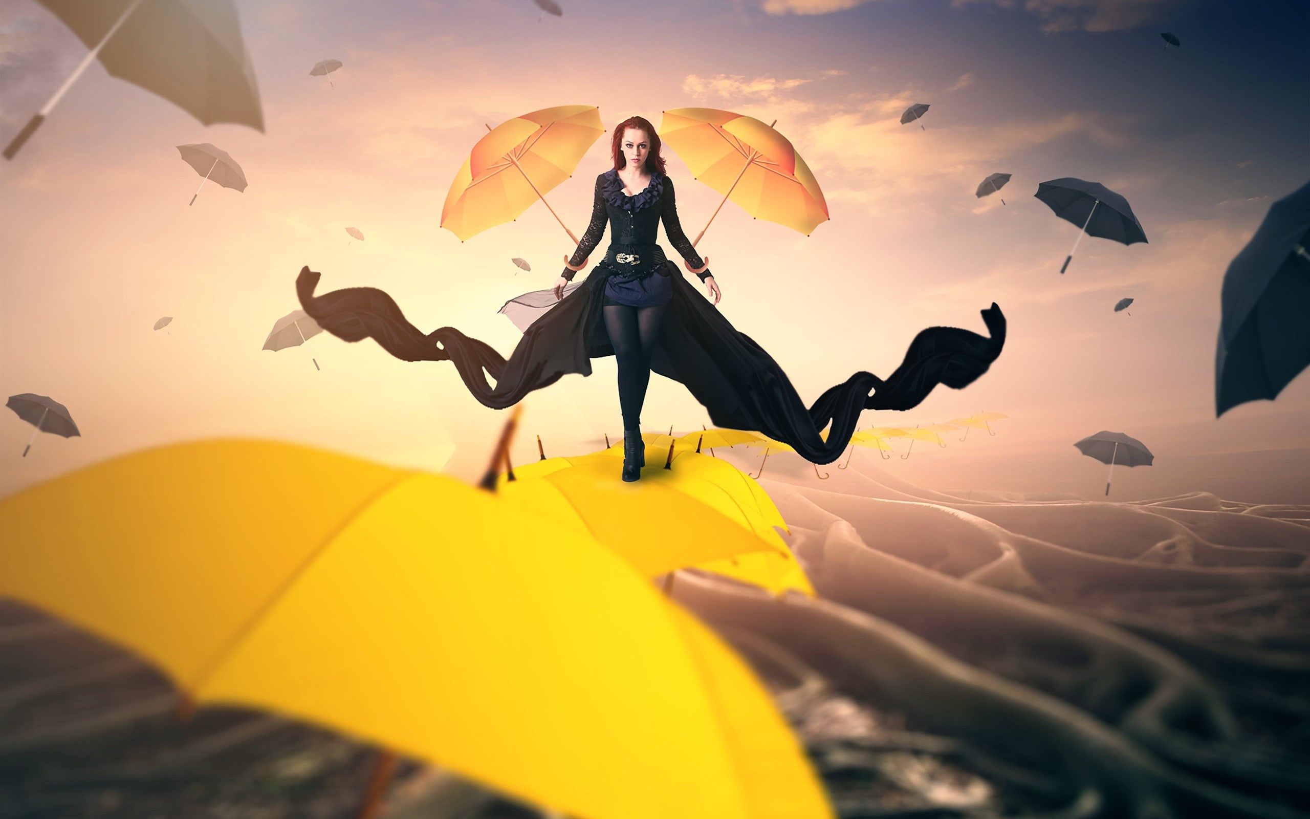 Creative, 2K, Pictures, Walks, Umbrellas, Top, Girl, HD Wallpaper