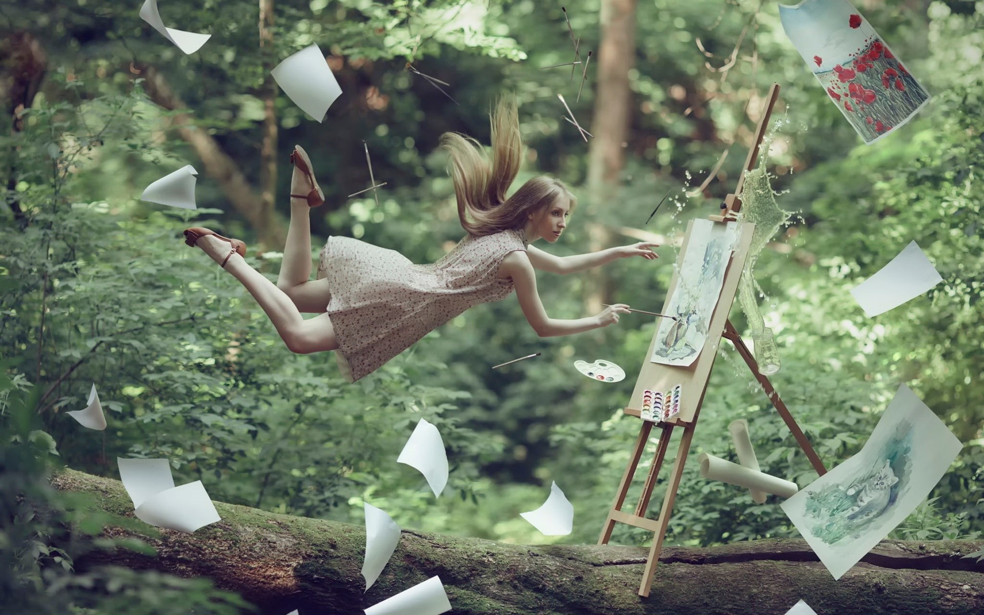 Pictures, Creative, Flying, Paper, Drawing, 1080P, Artist, Girl, HD Wallpaper