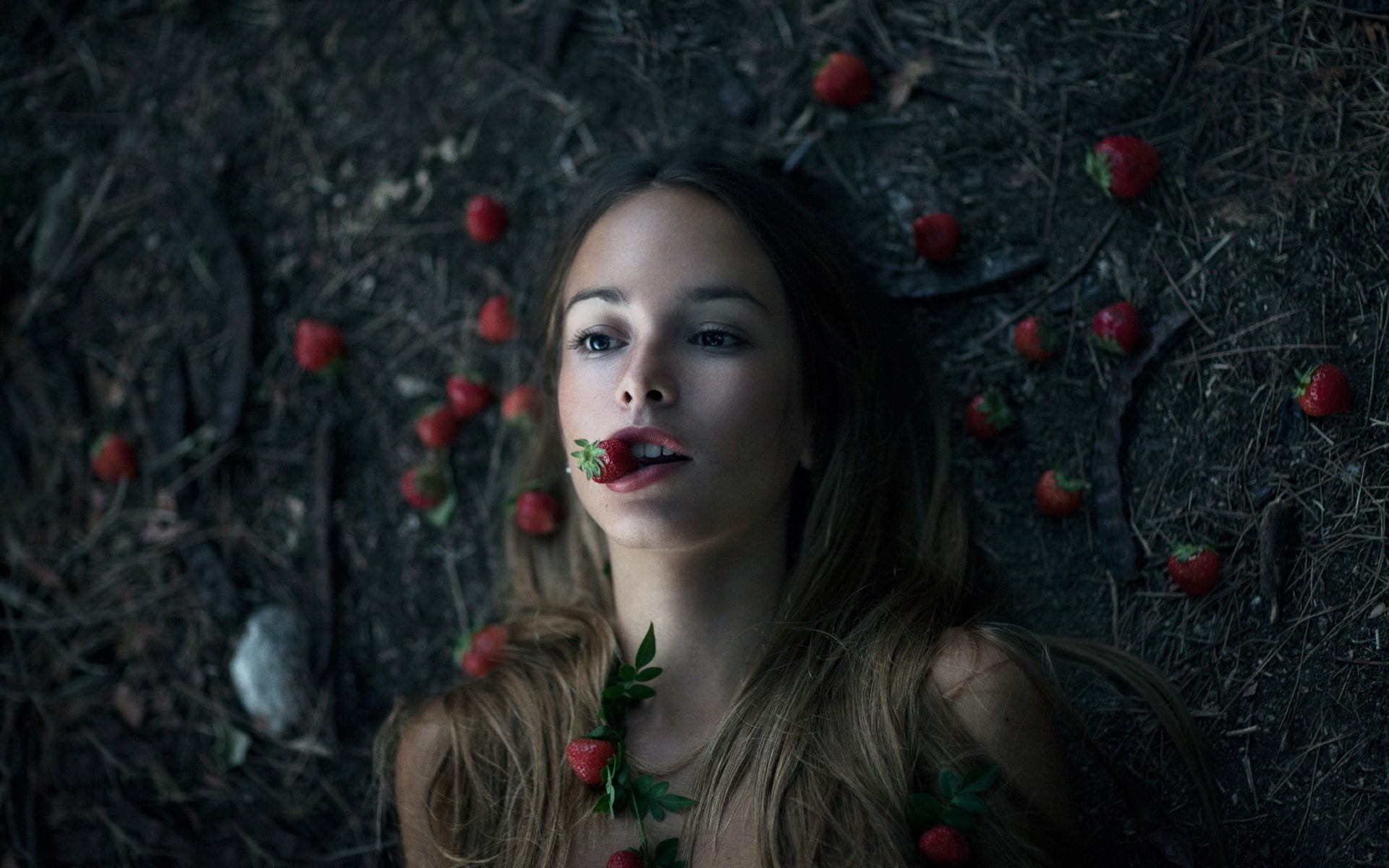 Girl, Pictures, 1080P, Creative, Strawberries, HD Wallpaper