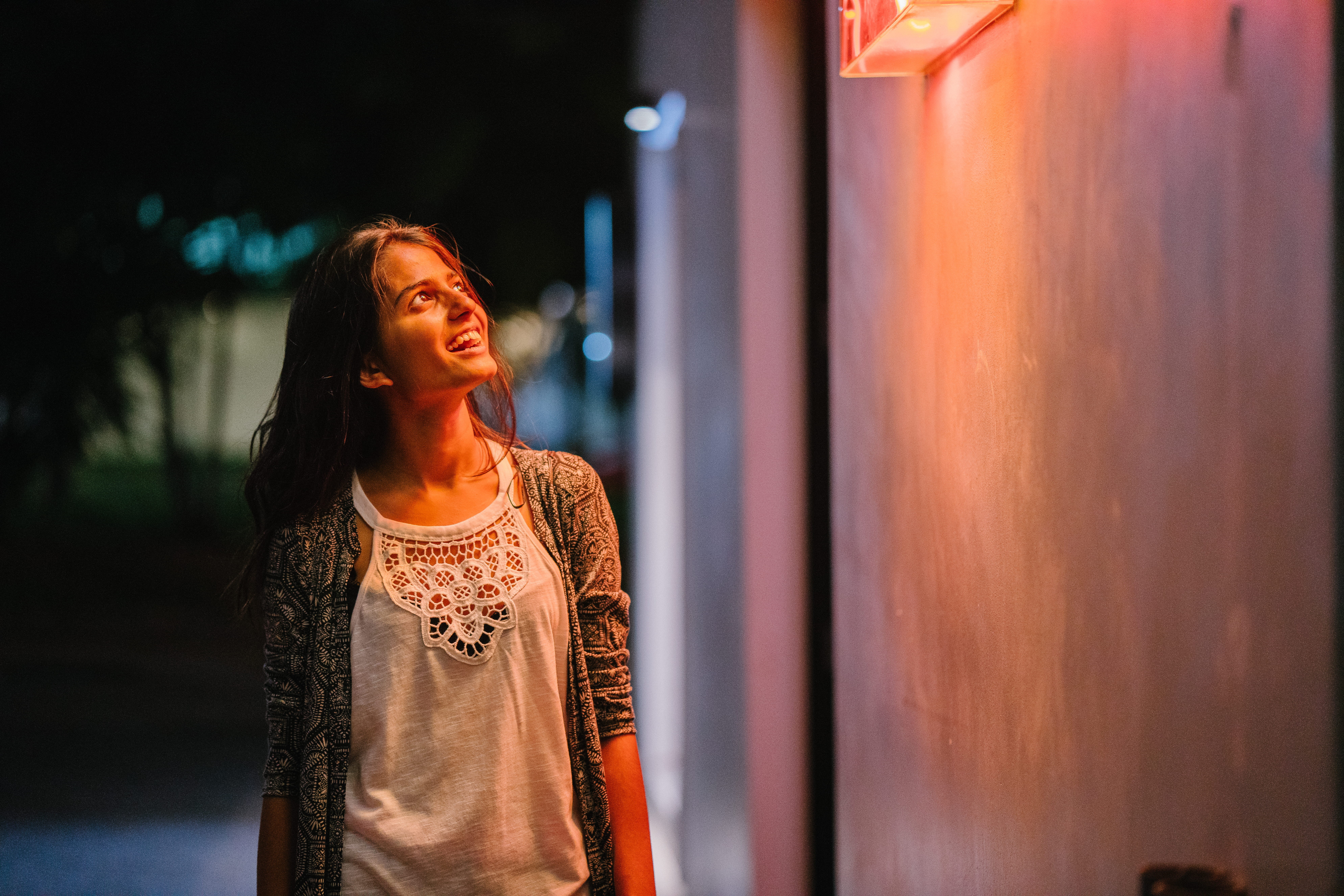portrait, adult, indian, contemplation, girl, young, lights, night, nightclub, woman, beautiful woman, beauty, city, urban, street, dark, fashion, emotion, HD Wallpaper