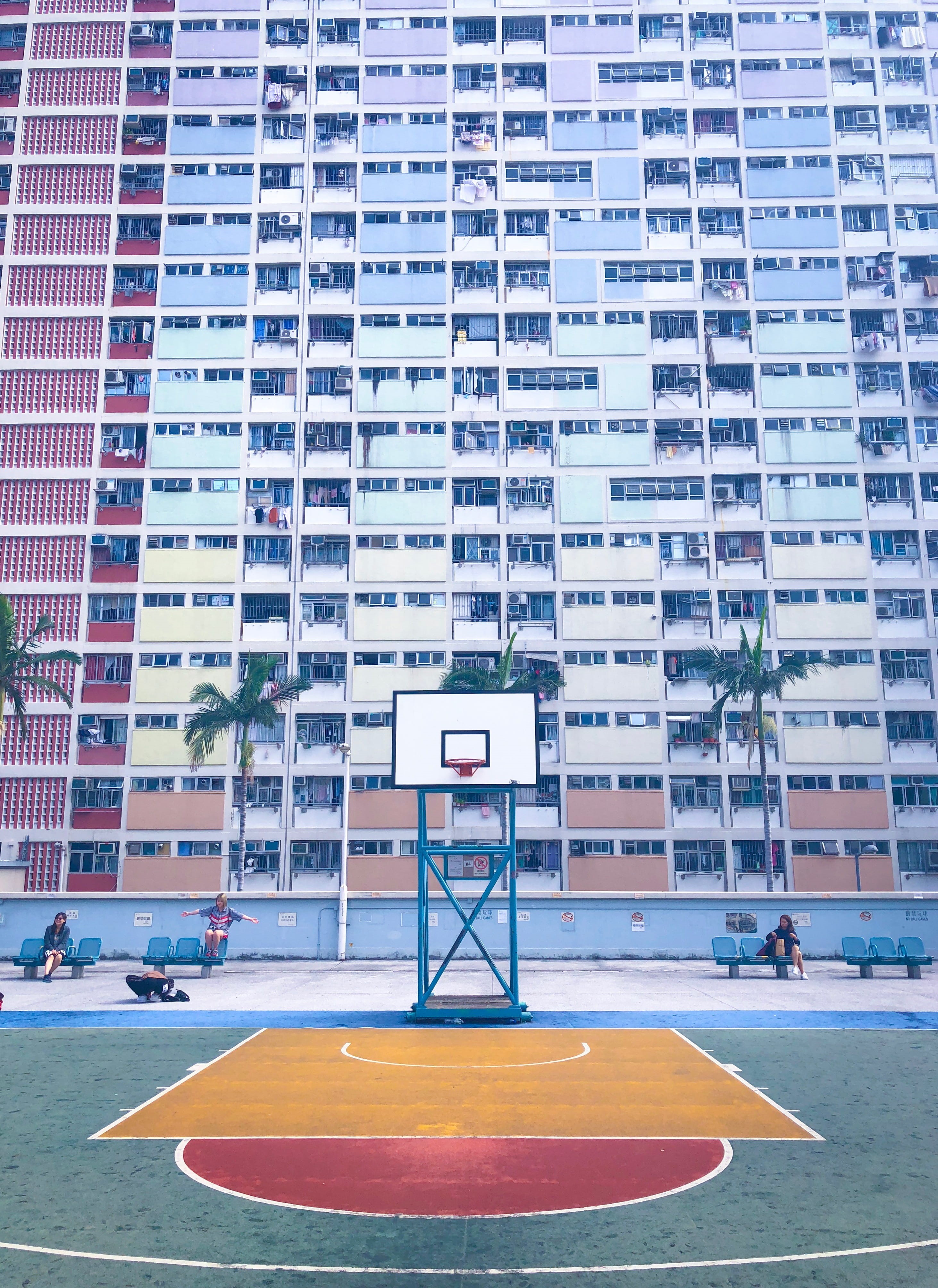 sport, basketball hoop, person, hong kong basketball court, direction, absence, high rise, modern, front, architecture, street, high, court, Phone HD Wallpaper