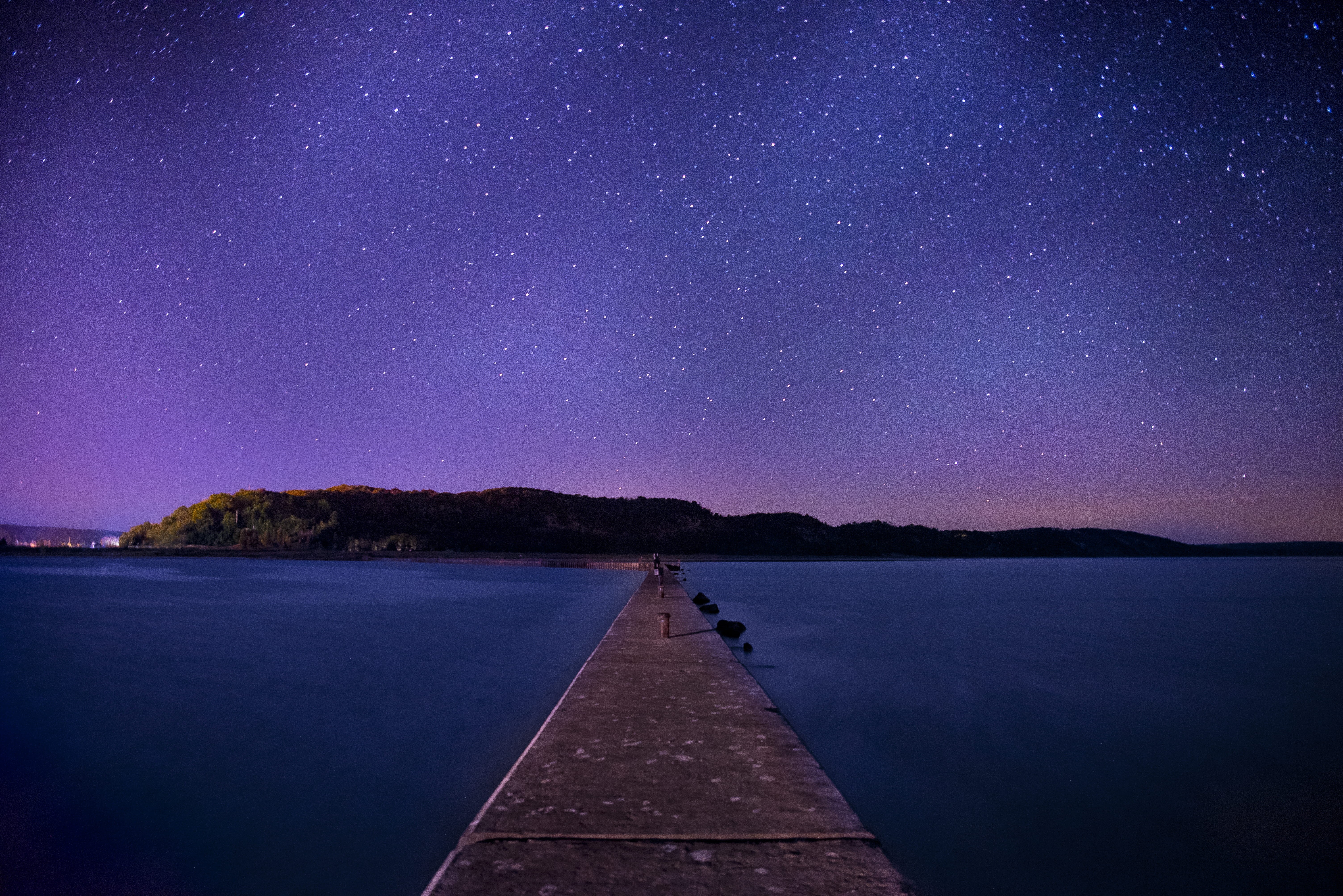 astronomy, nighttime, landscape, galaxy, scenics, milky Way, night, tranquil Scene, at night, space and astronomy, lake, stars, blue, tranquility, long Exposure, HD Wallpaper