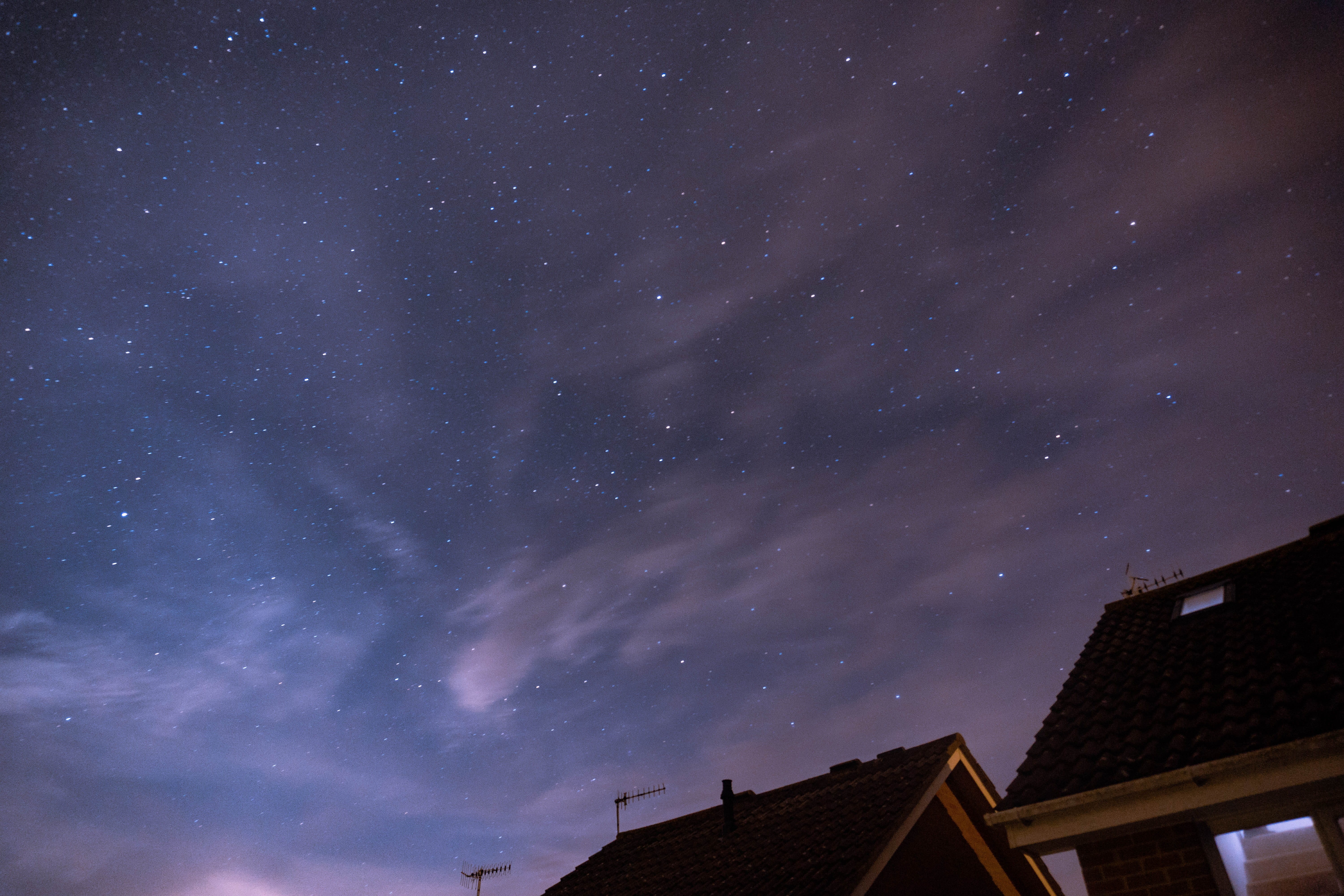 cosmos, observatory, roof, long exposure, house, roofs, nature, infinity, sunset, low angle view, grey, evening, outdoors, architecture, no people, star - space, HD Wallpaper