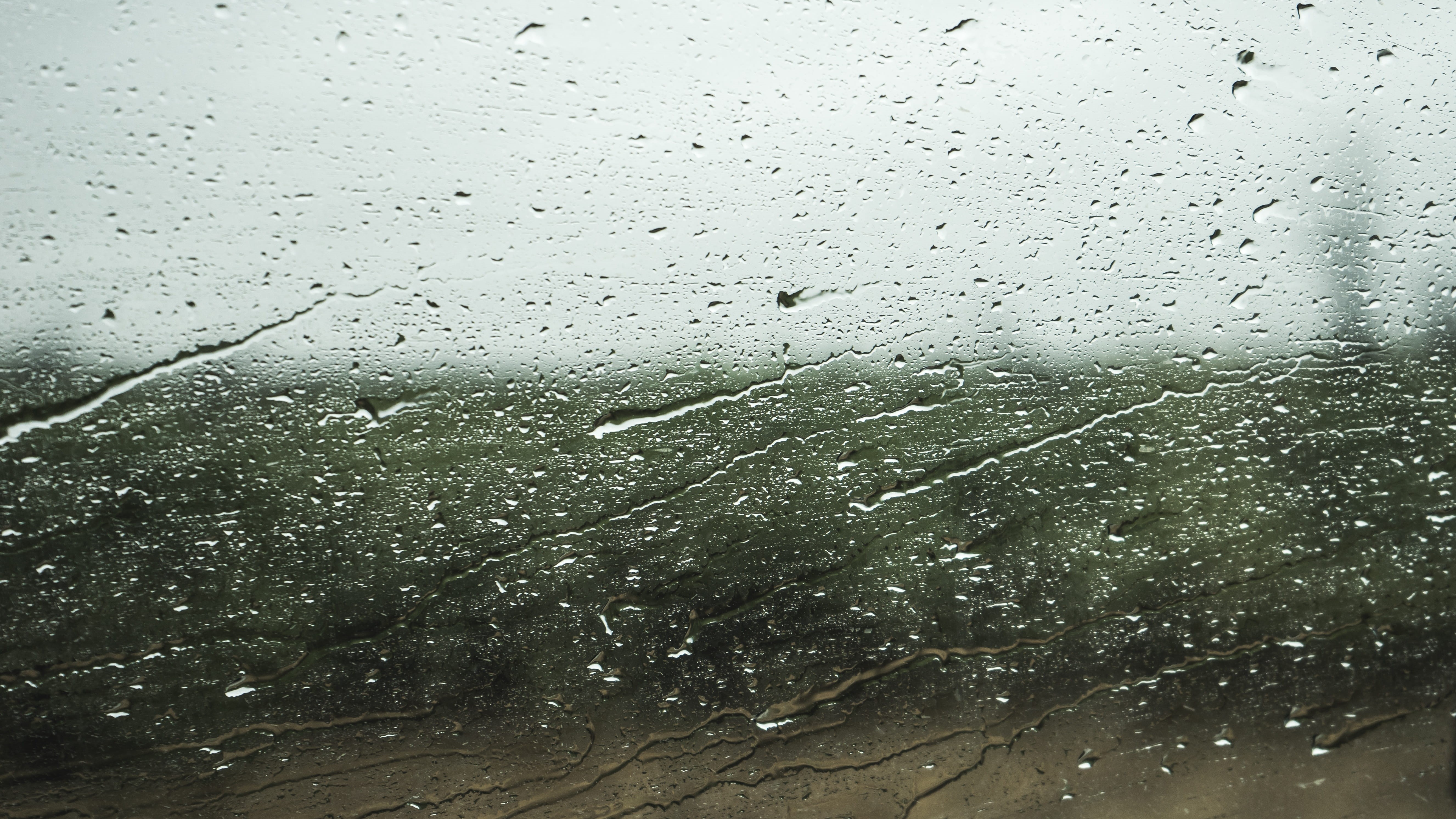 raindrop, sky, nature, green, close-up, droplets, 5K, glass, day, wet, weather, full frame, car, drop, rainy season, transparent, backgrounds, water, rain, HD Wallpaper