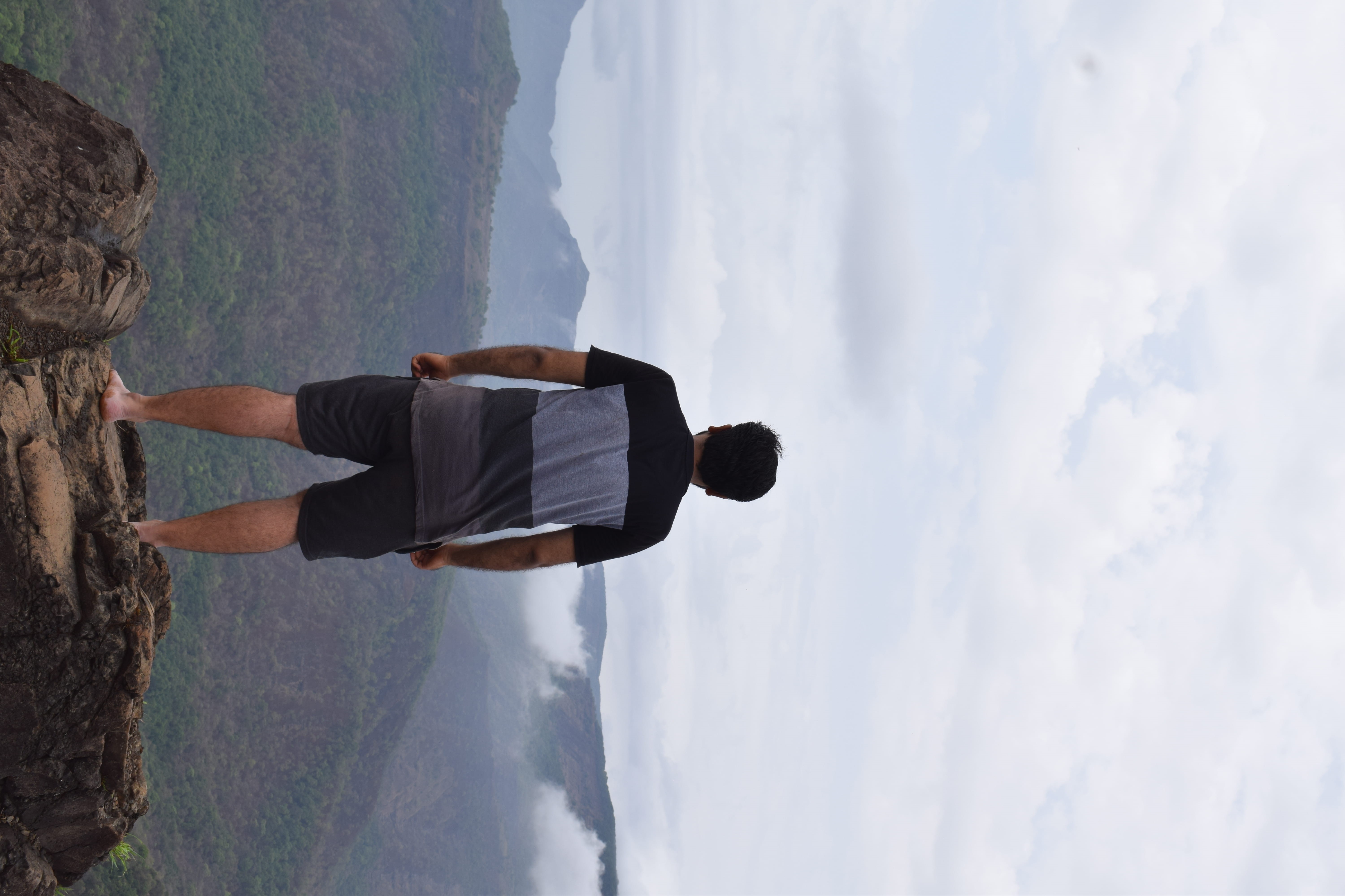 water, one person, backpacker, outdoors, trek, looking at view, vacations, lifestyles, machiprabal, sky, casual clothing, cloud - sky, leisure activity, HD Wallpaper