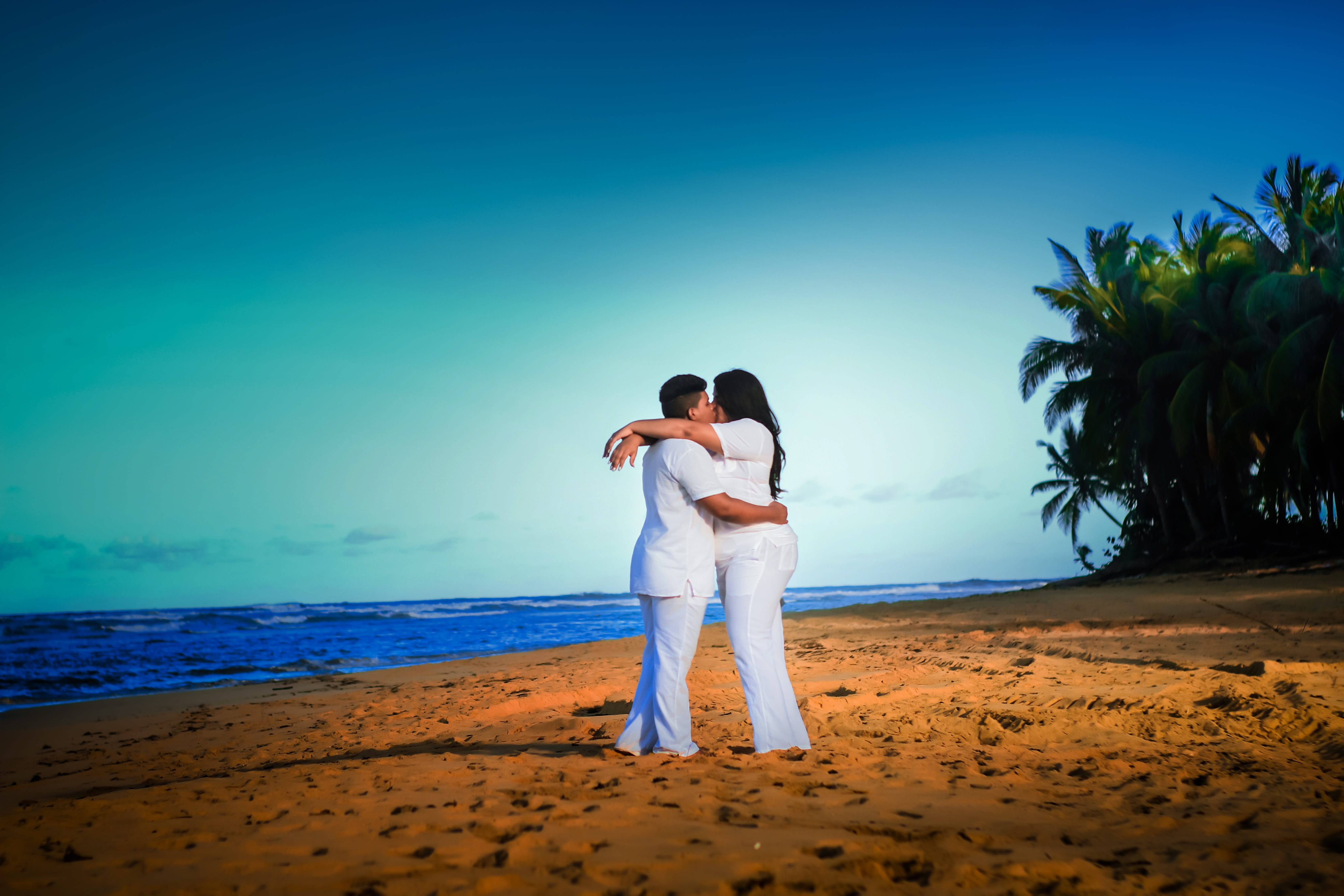 5K, omar medina my dream, omar medina dominican, bride, adult, togetherness, two people, land, photoshoot, sea, bridge, sand, romance, women, heterosexual couple, HD Wallpaper