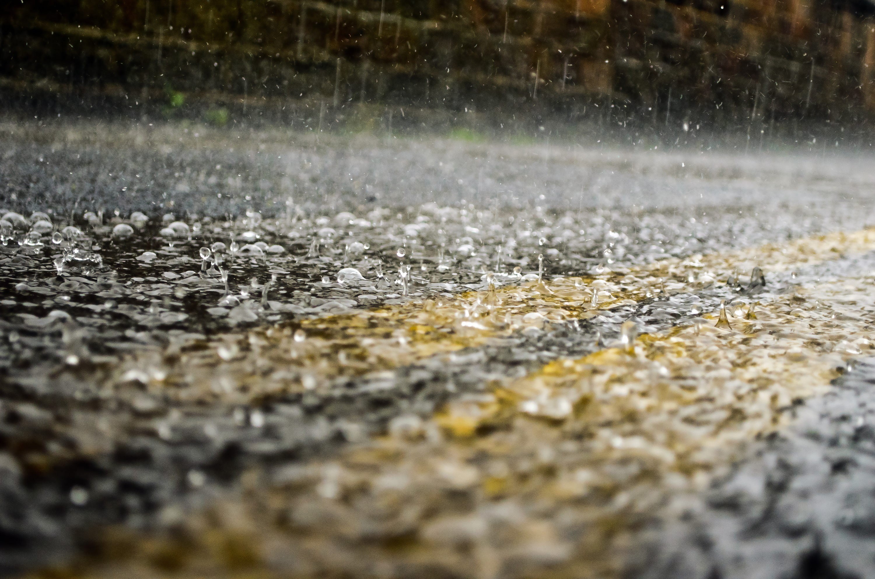motion, close-up, rain, drop, seasons, raindrops, spring, surface level, land, untitled, 2K, raindrop, no people, road, macro, wet, background, nature, HD Wallpaper