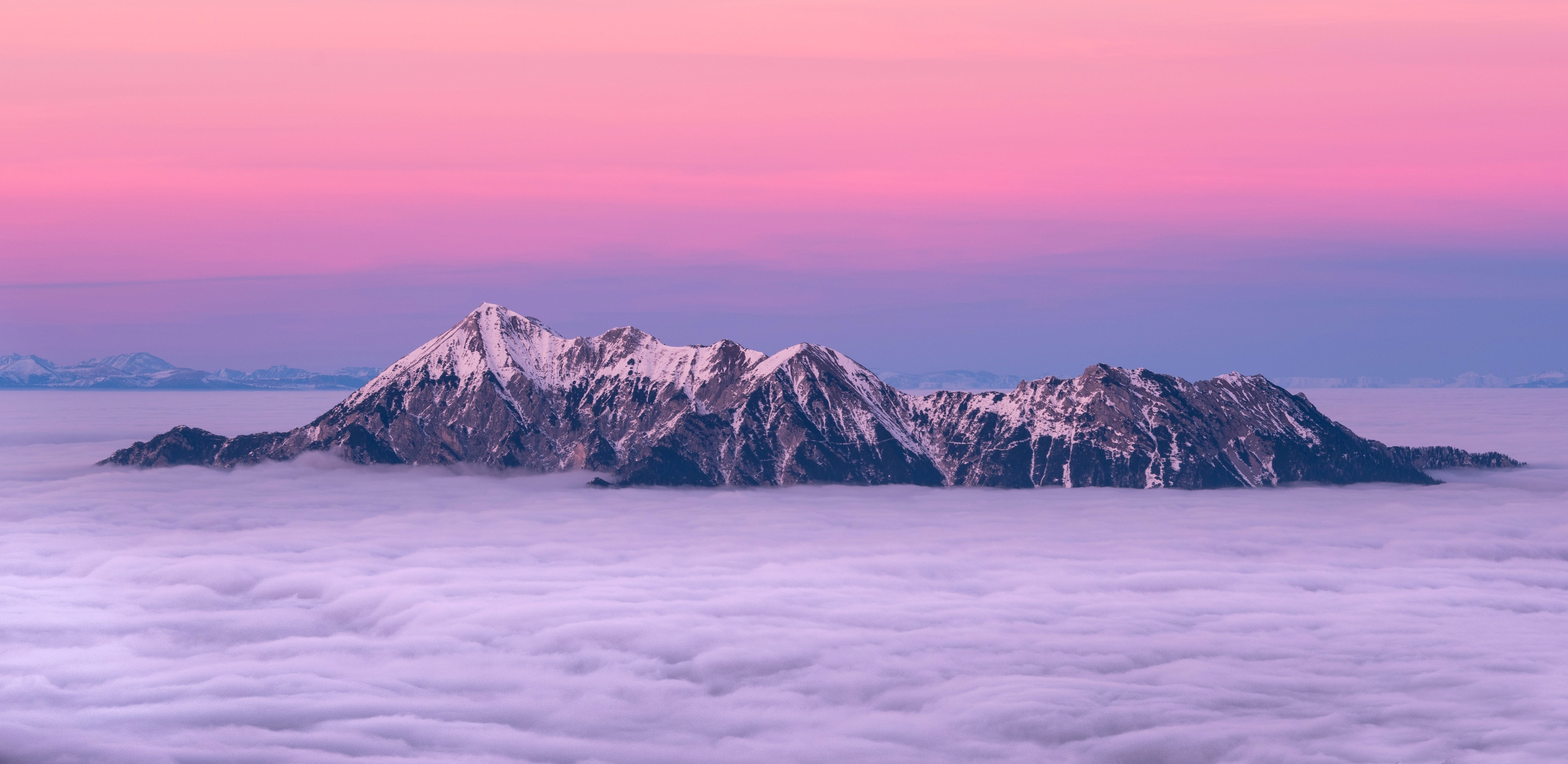 snow, morning, horizon, pink color, outdoor, outdoors, daytime, beautiful, cloudscape, landscape, red, painted, epic, natural, sunlight, cloud - sky, sun, HD Wallpaper