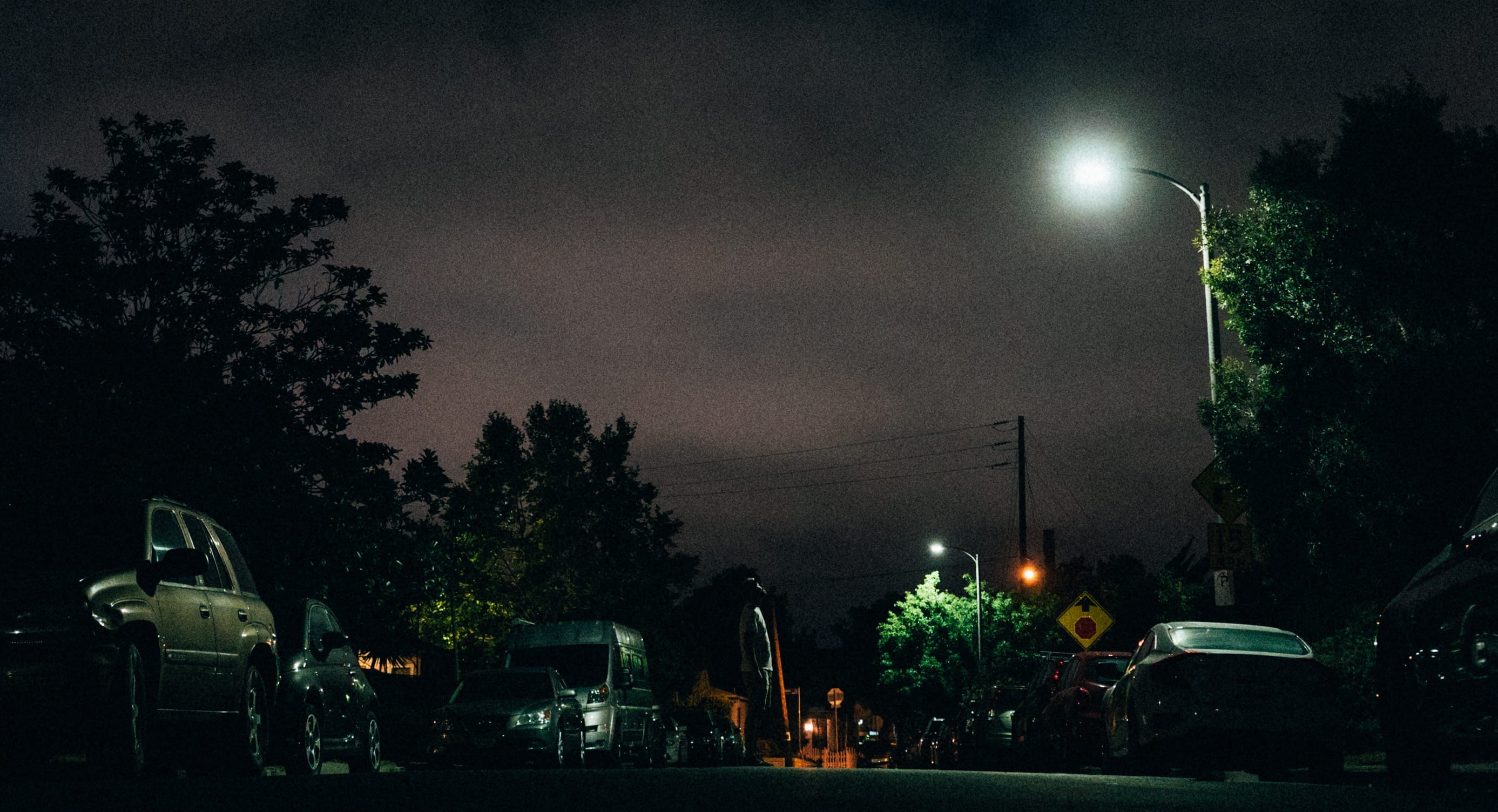 street, land vehicle, plant, outdoors, los angeles, streetview, built structure, night, united states, illuminated, car, 2K, mode of transportation, no people, HD Wallpaper