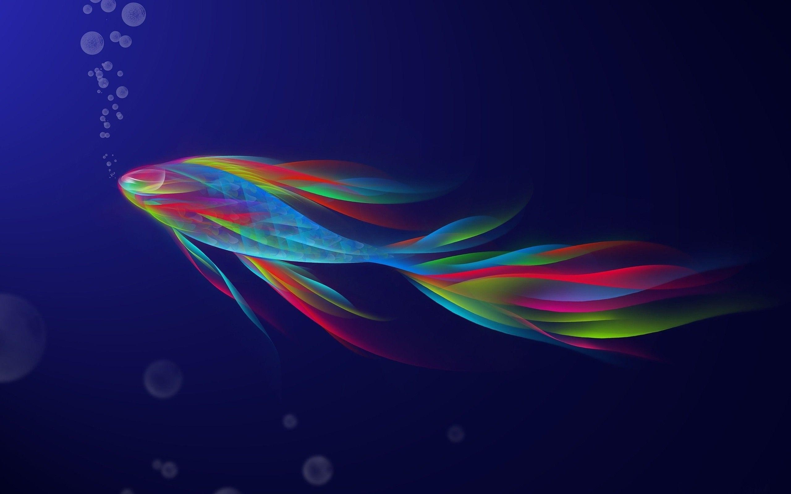 digital art, illustration, color, fish, multi, 2K, 2560x1600, translucent, HD Wallpaper