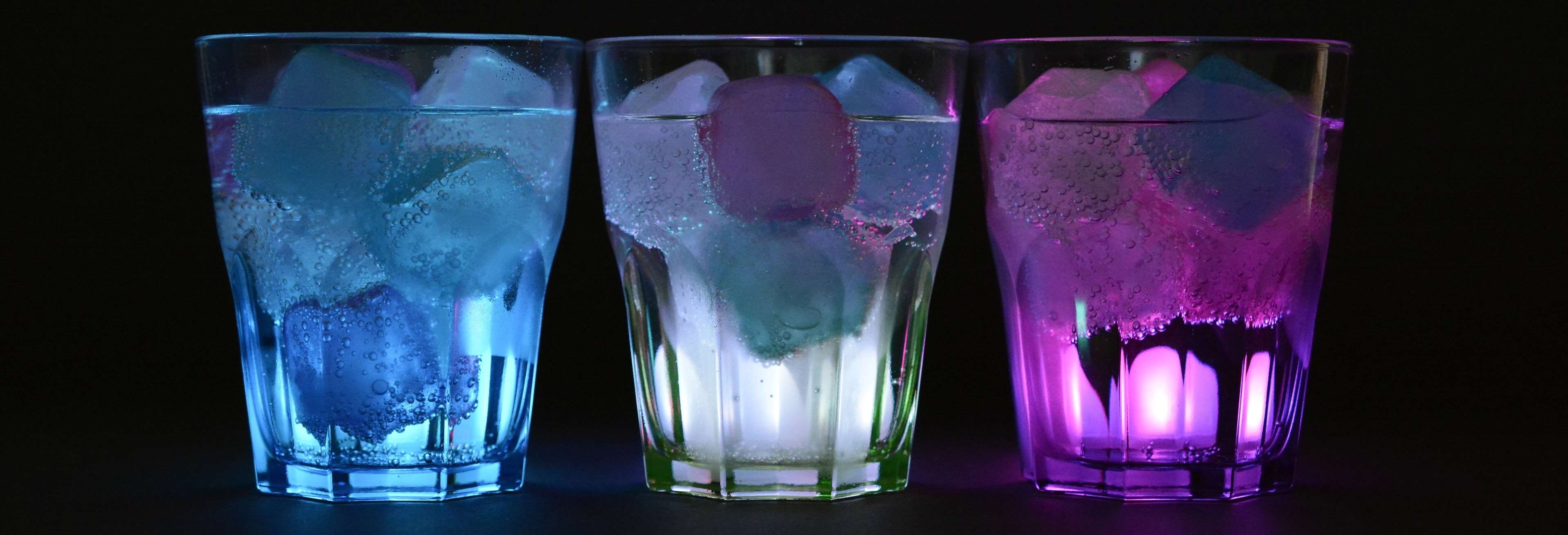 color, glass - material, crystal, household equipment, food and drink, reflection, frozen, colors, black background, cold temperature, ice cubes, drink, HD Wallpaper