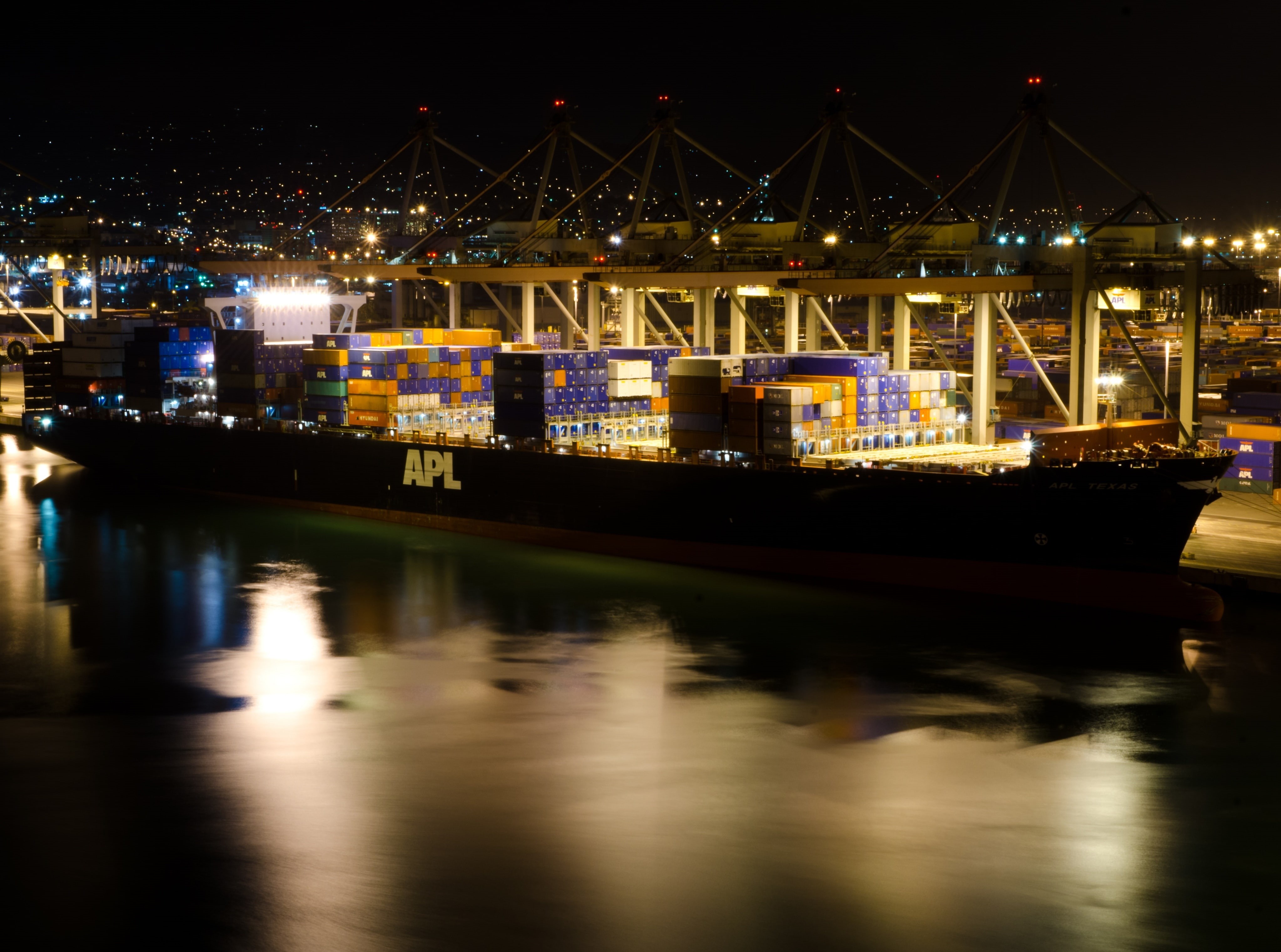 freight transportation, container ship, pola, commercial dock, United States, shipping, machinery, mode of transportation, sea, atdock, Dock, losangeles, HD Wallpaper