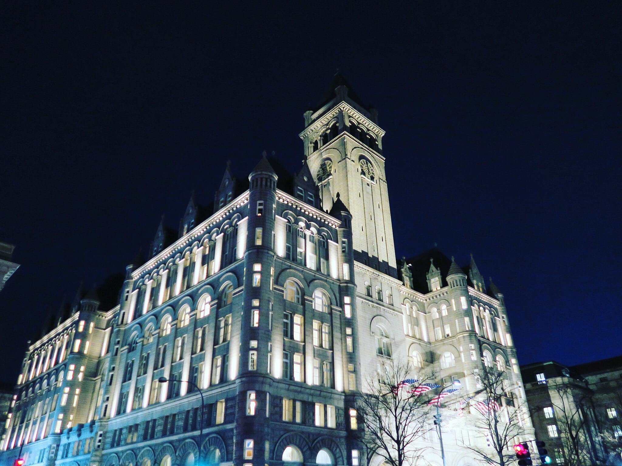 1080P, nature, buildings, night, low angle view, history, tree, cities, clock, nightphotography, united states, sky, architecture, shadows, no people, HD Wallpaper