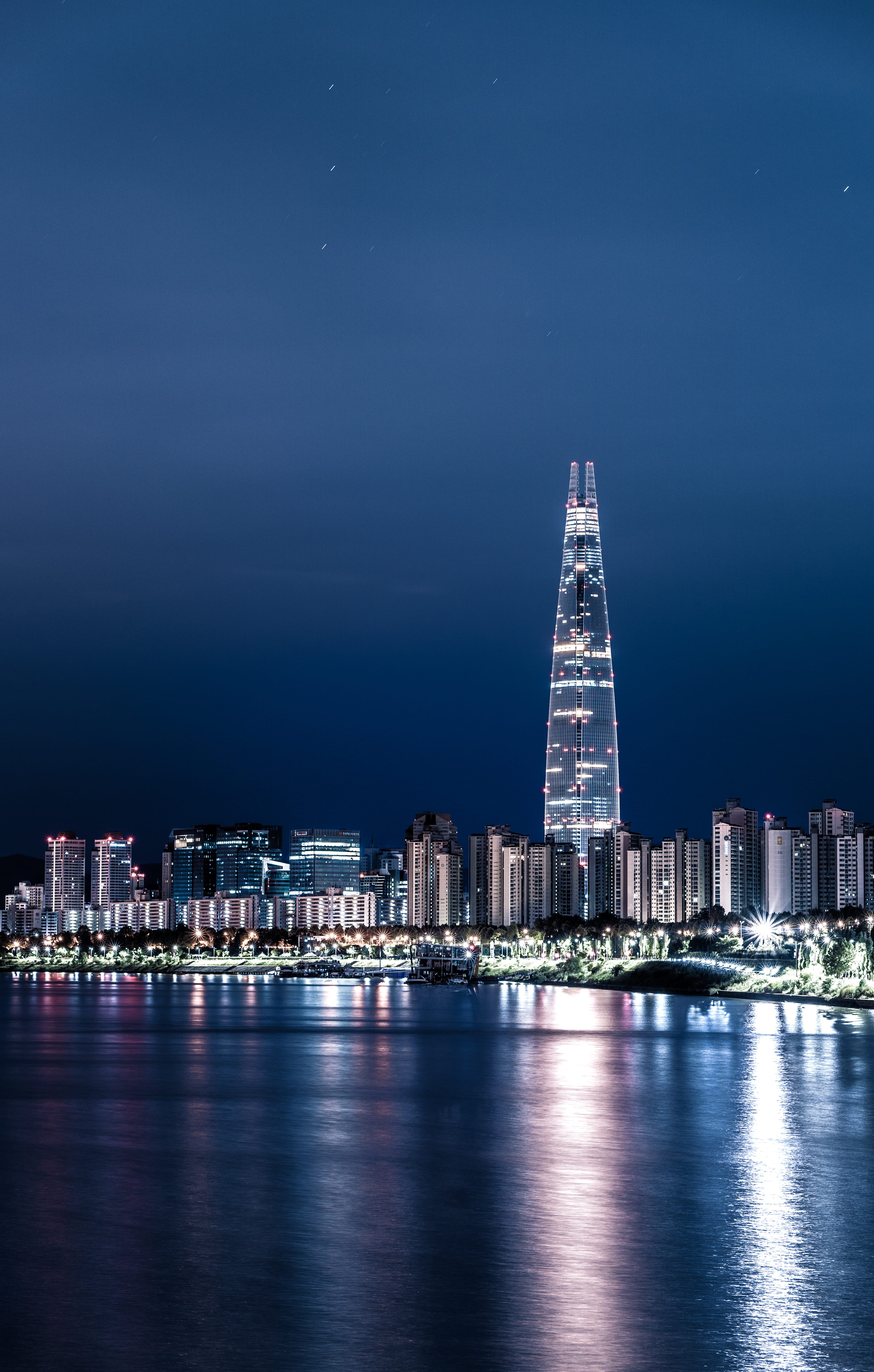 travel, famous Place, modern, tower, light, urban Scene, blue, harbor, landscape, nightphotography, downtown District, architecture, photography, financial District, Phone HD Wallpaper