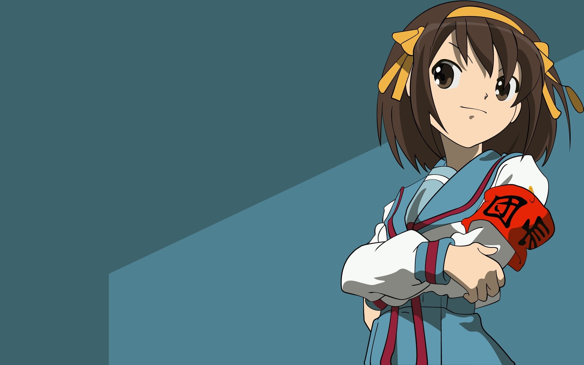 1080P, copy space, human representation, indoors, anime, Suzumiya Haruhi , communication, sky, one person, The Melancholy of Haruhi Suzumiya, girl, cartoon, HD Wallpaper