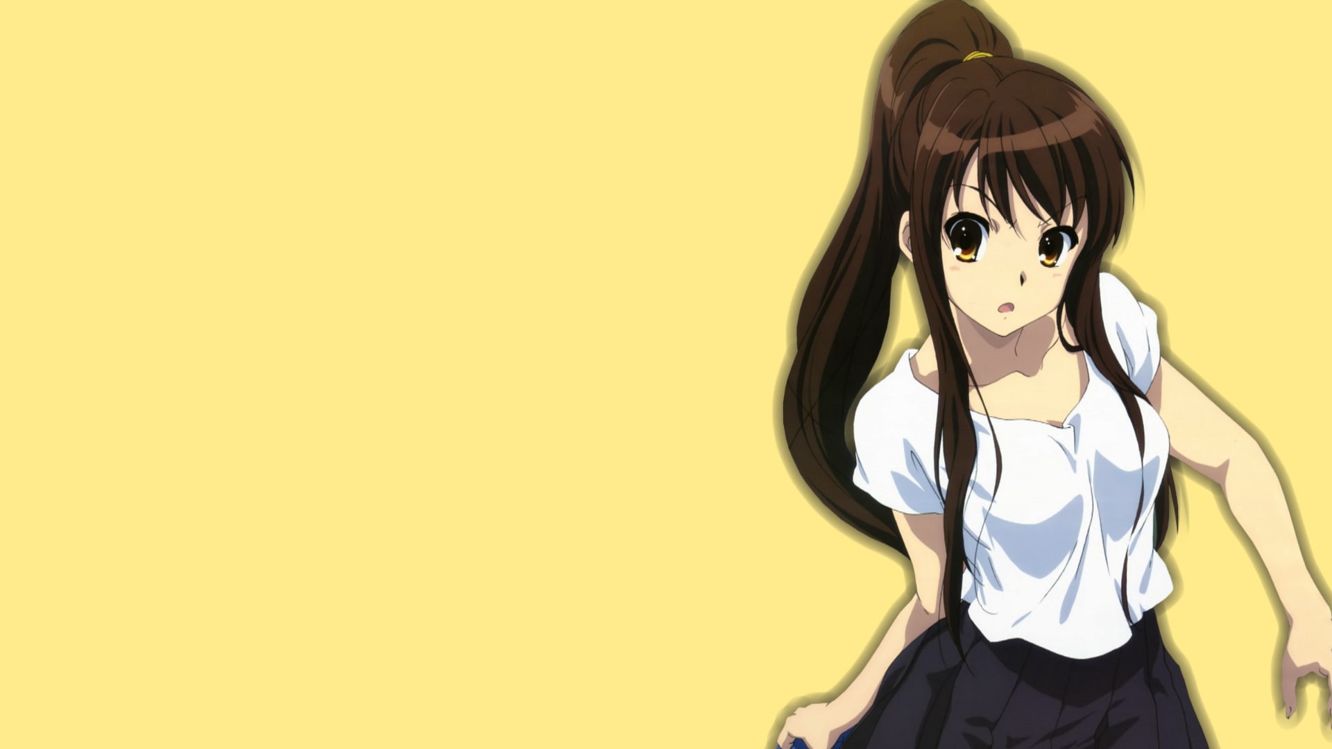 costume, one person, front view, indoors, standing, The Melancholy of Haruhi Suzumiya, studio shot, 1080P, representation, young adult, yellow, real people, HD Wallpaper