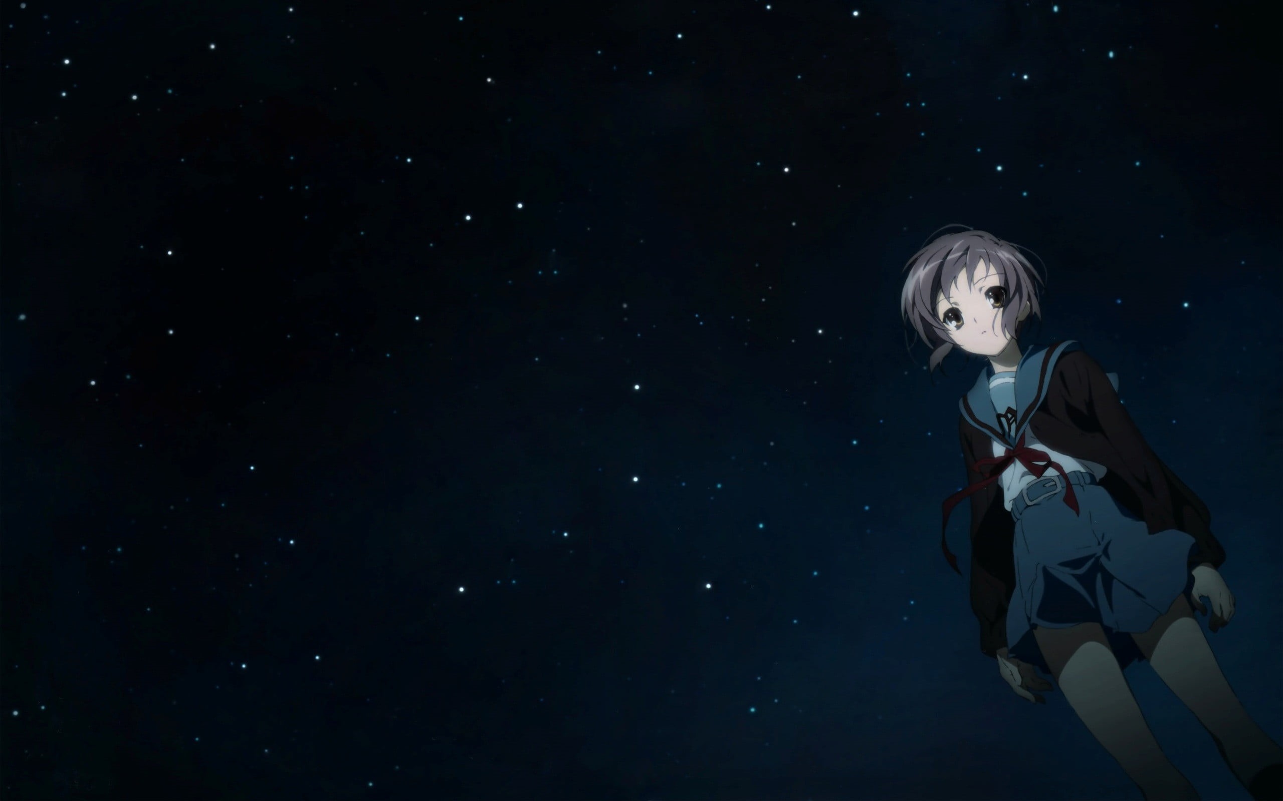 space, beauty, star - space, Suzumiya Haruhi no Yuutsu, standing, sky, The Melancholy of Haruhi Suzumiya, young women, women, looking, lifestyles, leisure activity, HD Wallpaper