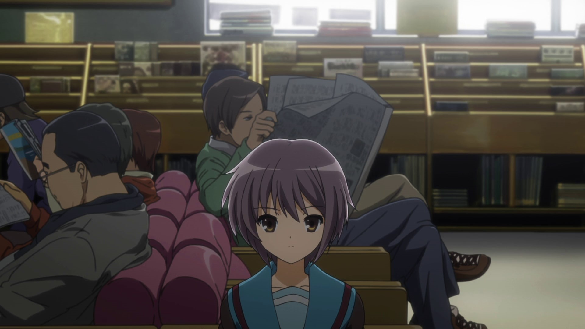 men, built structure, seat, people, childhood, 1080P, education, human representation, lifestyles, representation, anime girls, creativity, day, The Melancholy of Haruhi Suzumiya, HD Wallpaper