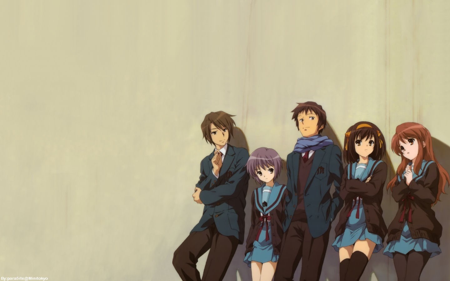 hairstyle, wall - building feature, Suzumiya Haruhi, togetherness, young adult, Asahina Mikuru, adult, copy space, young women, lifestyles, 720P, casual clothing, HD Wallpaper