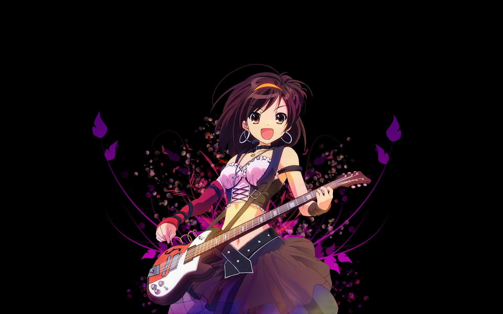 indoors, event, lifestyles, one person, music, entertainment occupation, women, musician, portrait, 1080P, The Melancholy of Haruhi Suzumiya, festival, HD Wallpaper