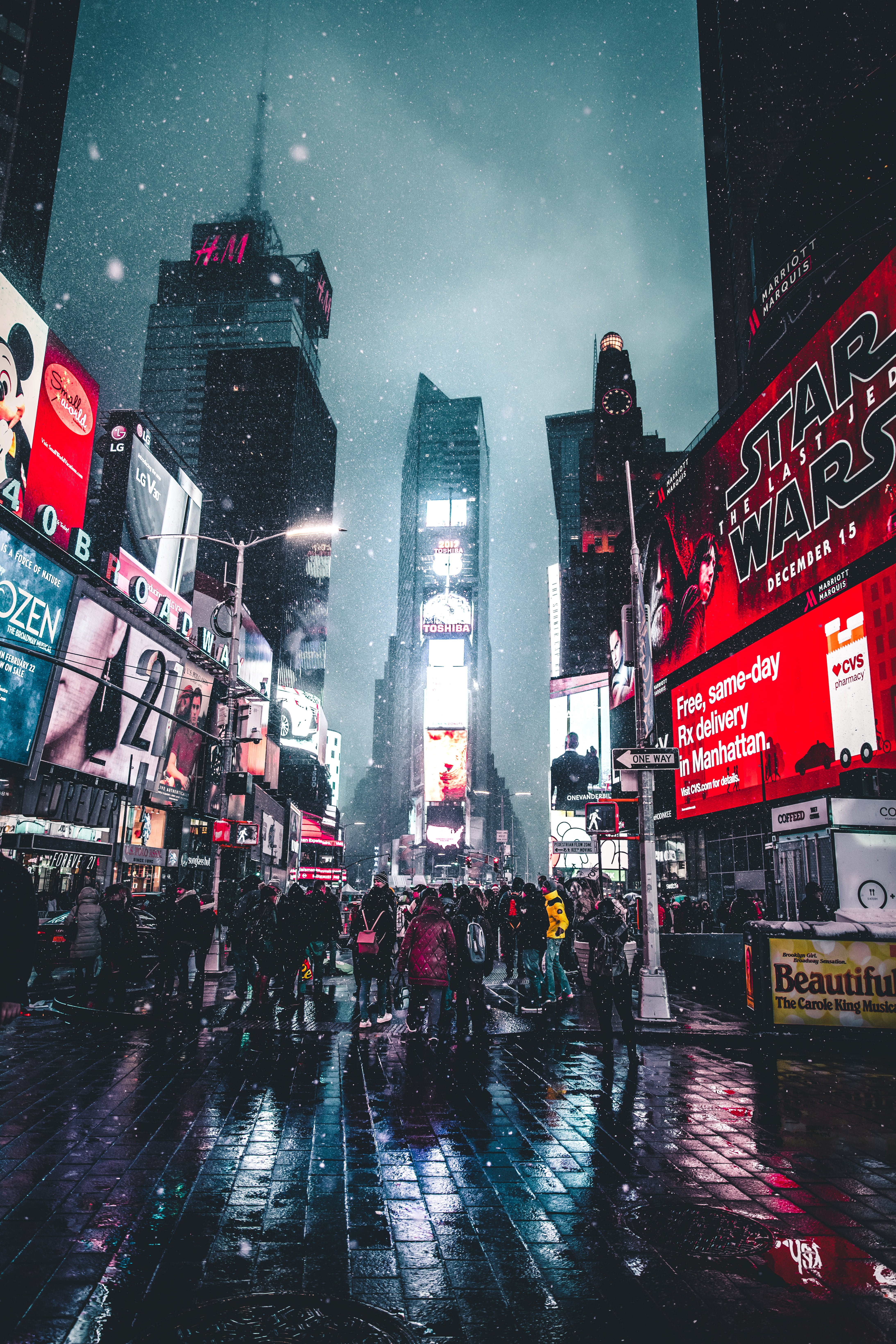 city street, motor vehicle, text, wet, built structure, urban city, rainy season, night, portrait, water, skyscraper, car, transportation, building exterior, Phone HD Wallpaper