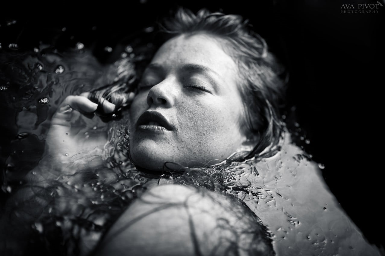 model, bare shoulders, wet, 480P, monochrome, closed eyes, human face, beautiful woman, depression - sadness, freckles, young adult, close-up, water, adult, HD Wallpaper