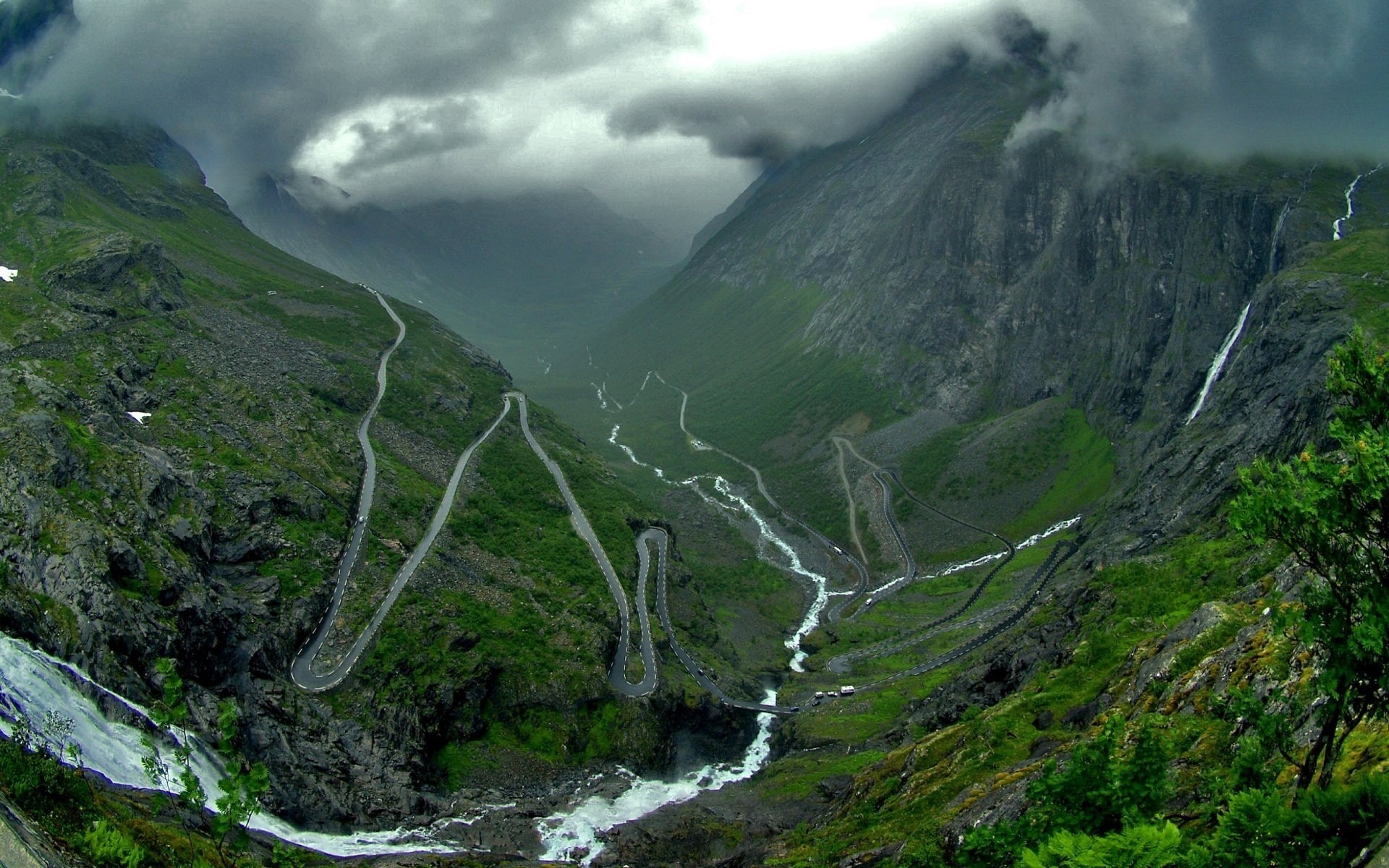 1080P, road, valley, landscape, zig zag, hairpin turns, mountains, HD Wallpaper
