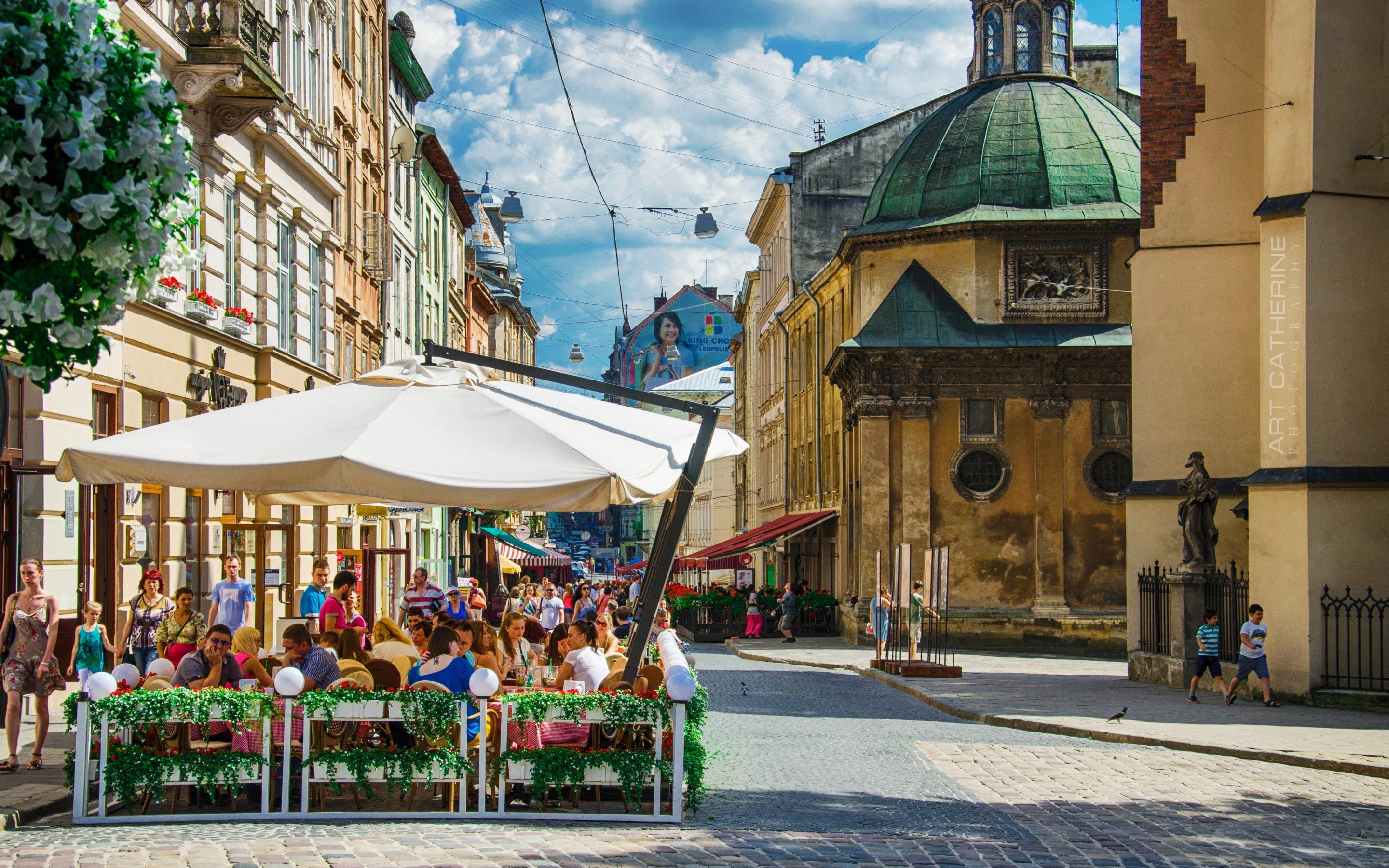 Ukraine, city, 2K, lions, lviv, parasol, outdoor, white, HD Wallpaper