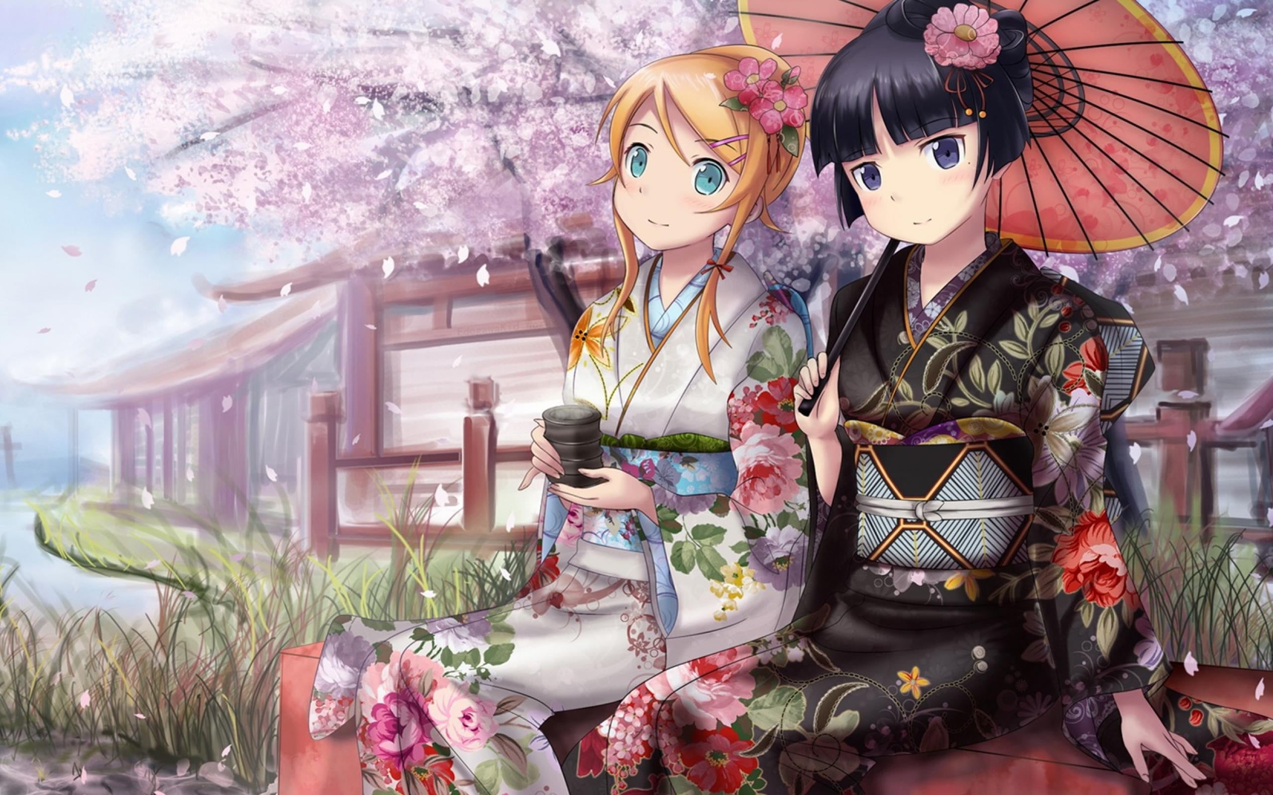  Gokō Ruri, flowering plant, Asian architecture, Japanese clothes, art and craft, Ore no Imouto ga Konnani Kawaii Wake ga Nai, blonde, real people, HD Wallpaper