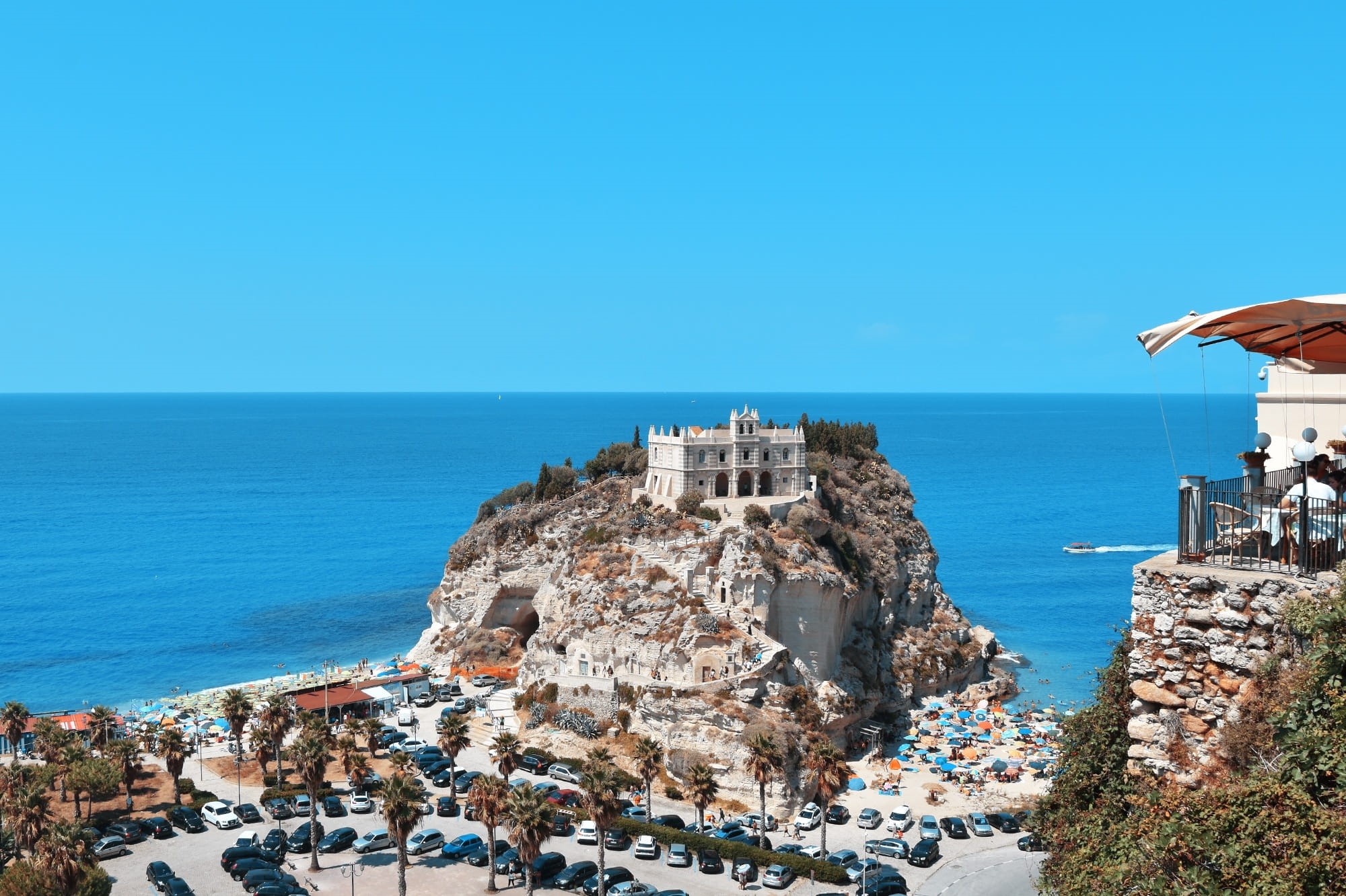 water, 1080P, built structure, building, clear, sun, Island, clear sky, calabria, city, Madonna, sea, day, beach, architecture, Tropea, scenics - nature, HD Wallpaper