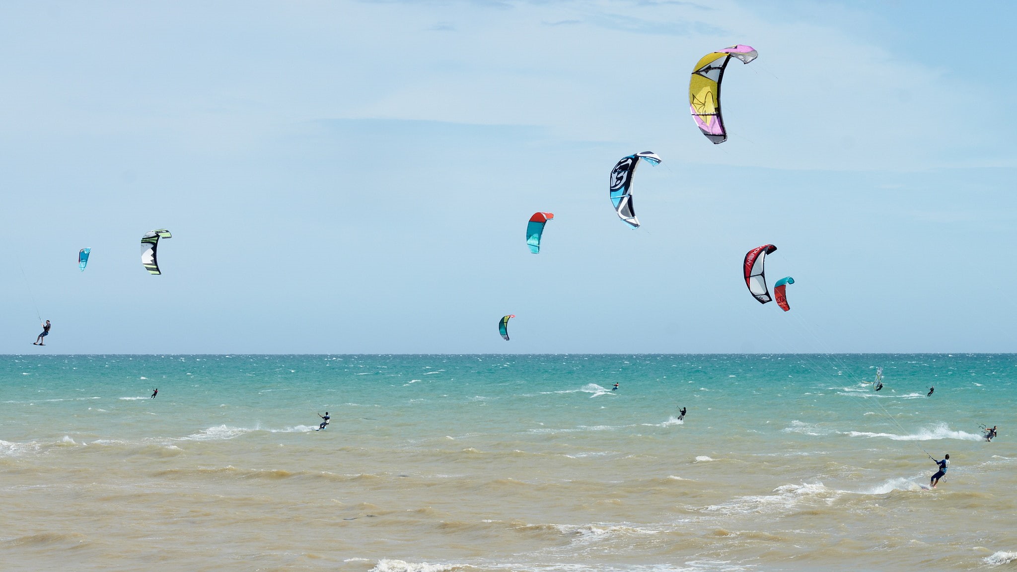1080P, sea, the wind, the sky, Board, kitesurfing, parachute, HD Wallpaper