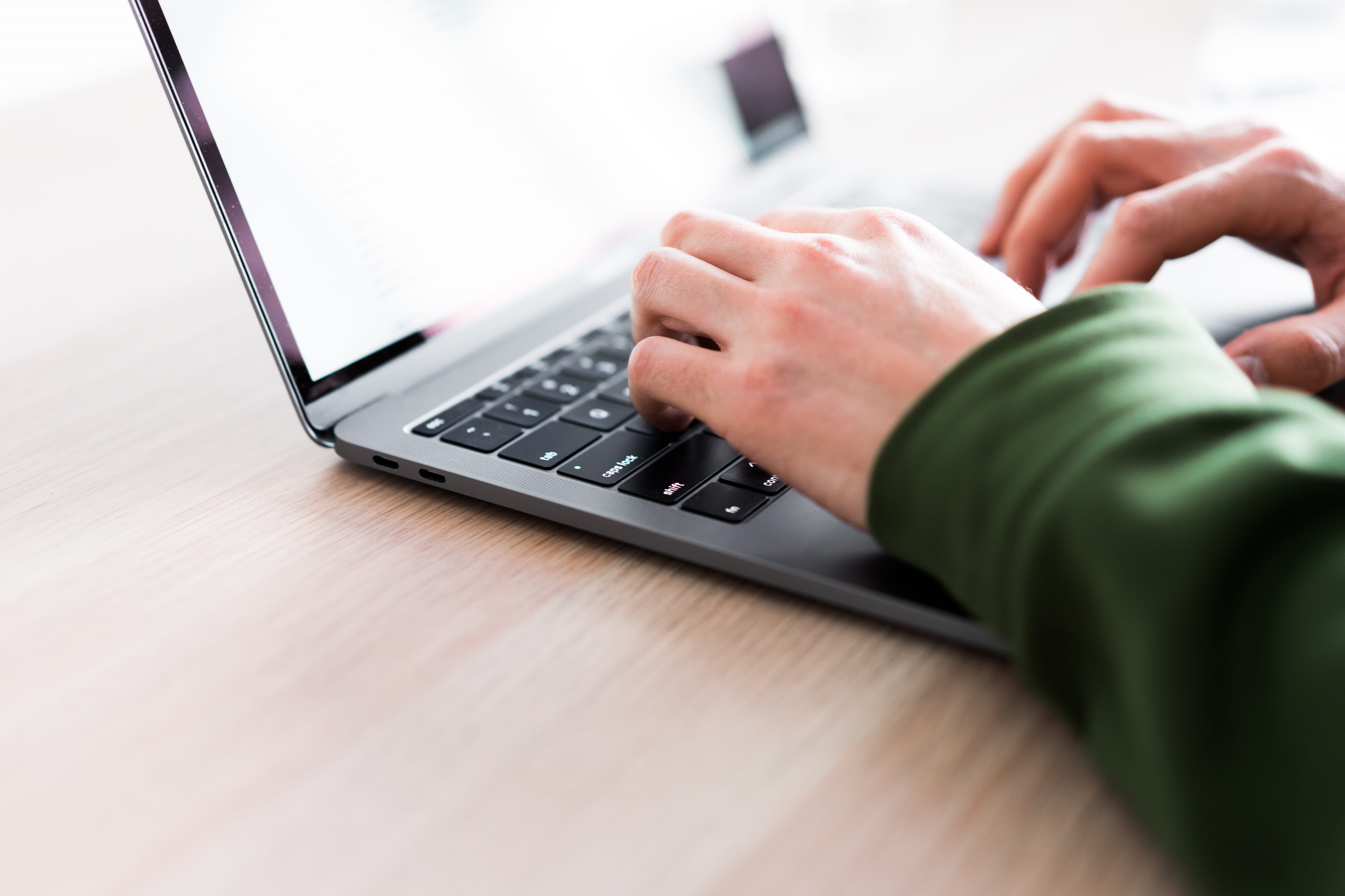 technology, corporate business, table, hands, hand, one person, furniture, keyboard, young, marketing, business person, human hand, laptop, people, indoors, HD Wallpaper