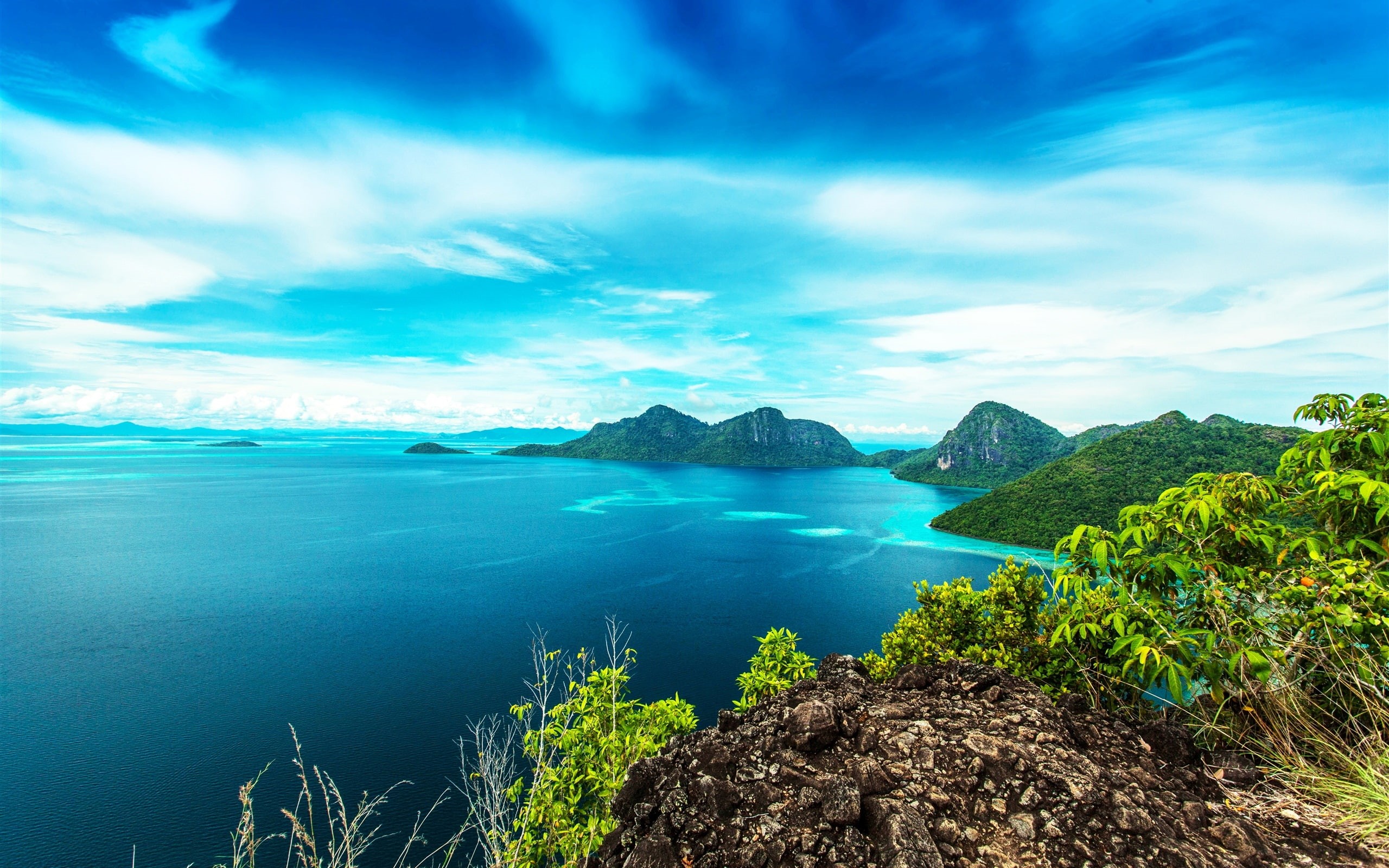 Sea, Bohey, Island, Mountains, Malaysia, Dulang, 2K, Coast, Landscape, Beautiful, HD Wallpaper