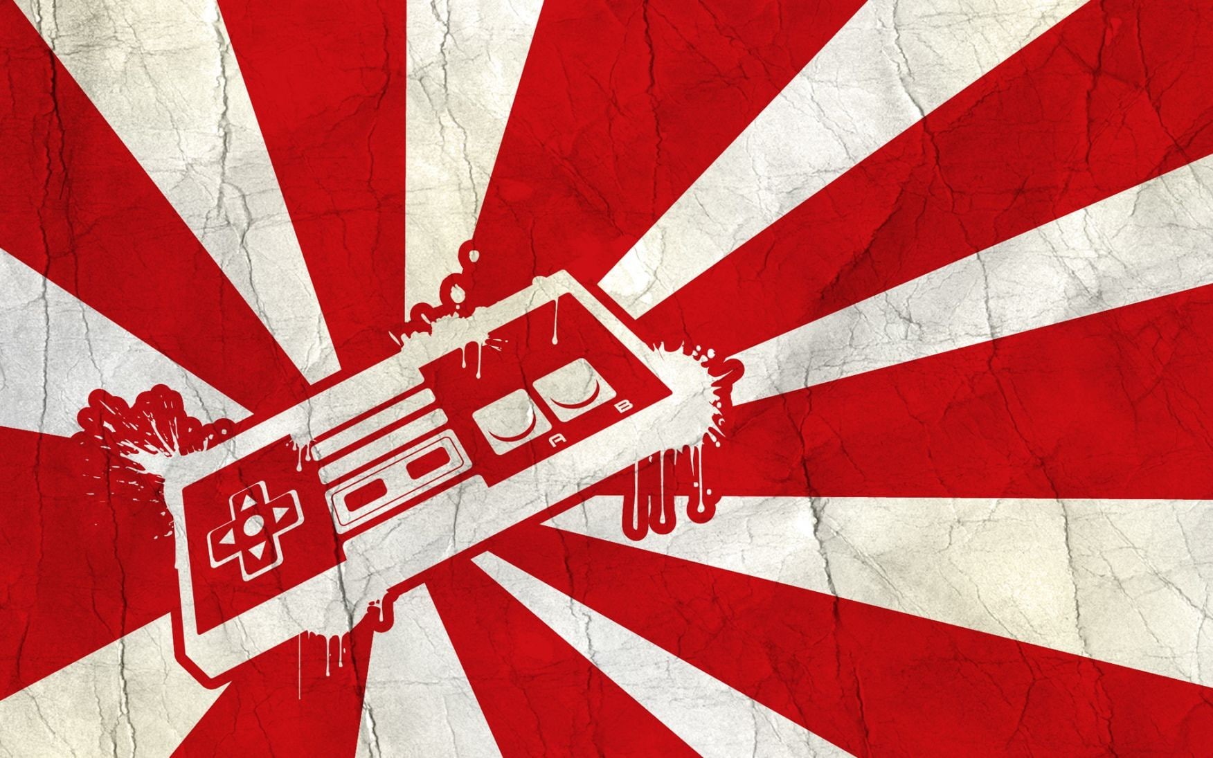 blue, controllers, minimalism, gamers, video games, digital art, red, Nintendo, retro games, white, 720P, artwork, LonelyWolf, Nintendo Entertainment System, HD Wallpaper