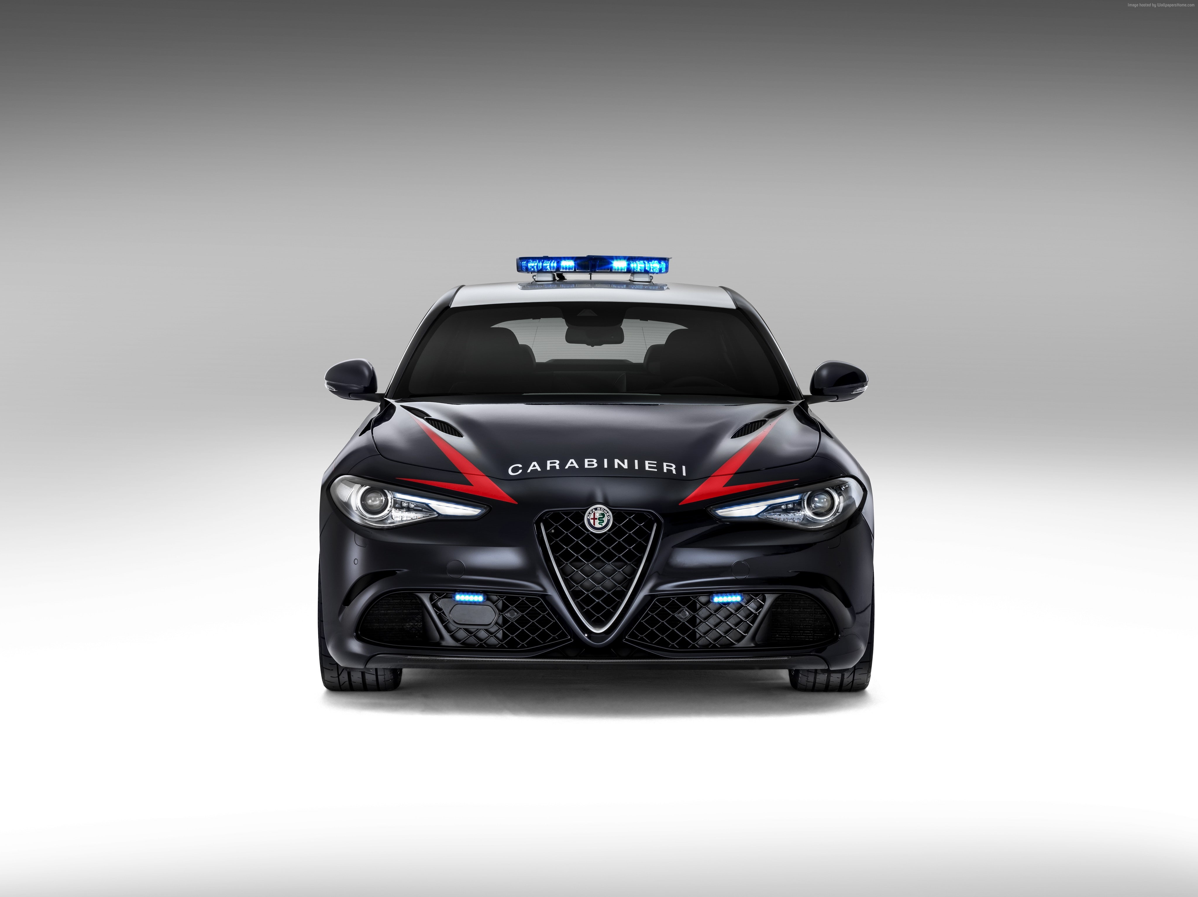 4K, safety car, Alfa Romeo Giulia Quadrifoglio Carabinieri, police, HD Wallpaper