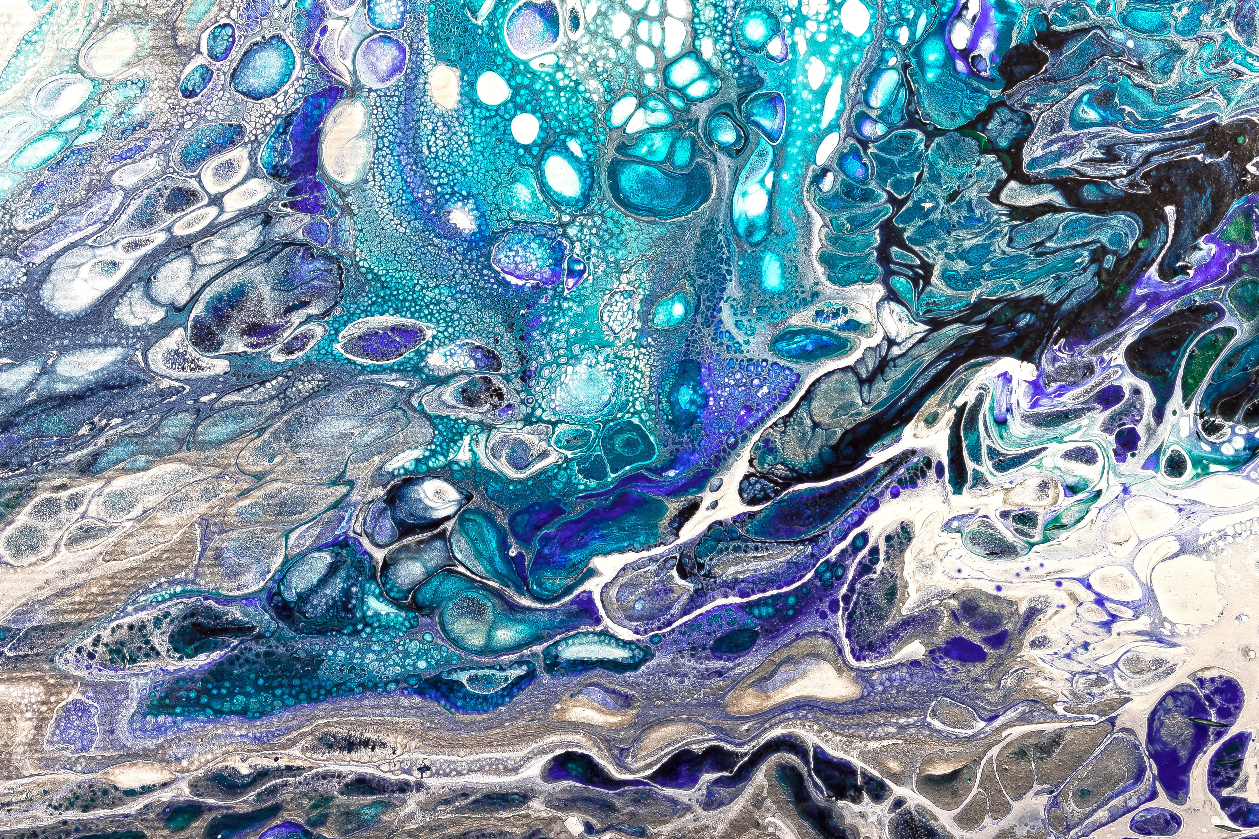 structure, cell formation, soap sud, turquoise, backgrounds, technology, acrylic paint, abstract, pattern, crystal, painting, close-up, paint, water, no people, HD Wallpaper