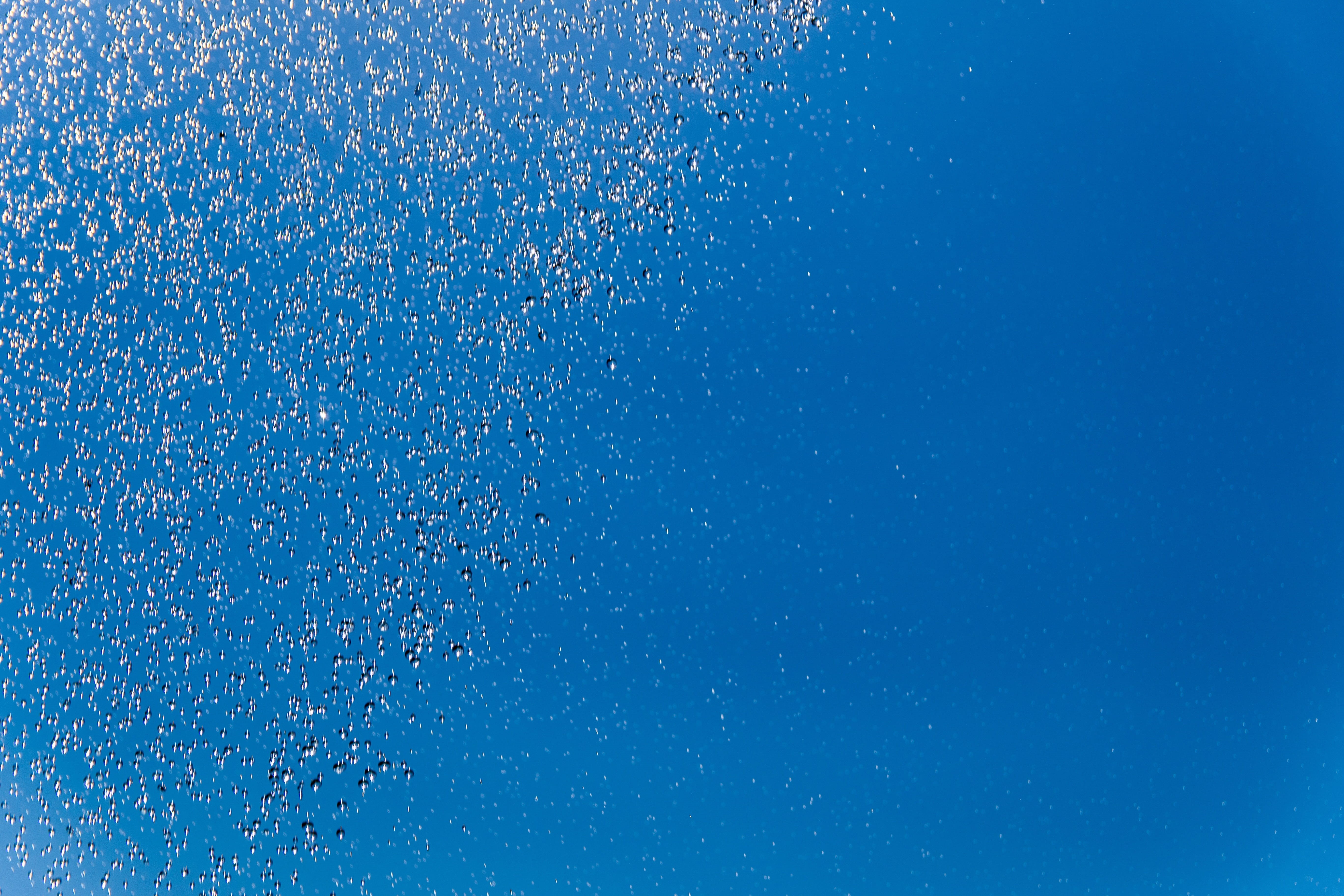 no people, the background, rain, desktop background, water, full frame, mid-air, blue, drops of water, blue background, color, nature, the cascading water, HD Wallpaper