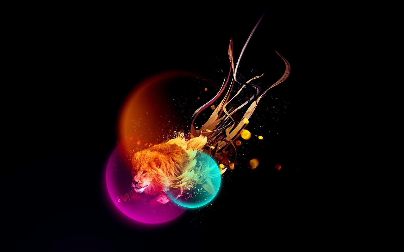 broken, fire - Natural Phenomenon, close-up, no people, studio shot, illuminated, animal, 720P, blue, isolated, exploding, lion, yellow, impact, creativity, HD Wallpaper