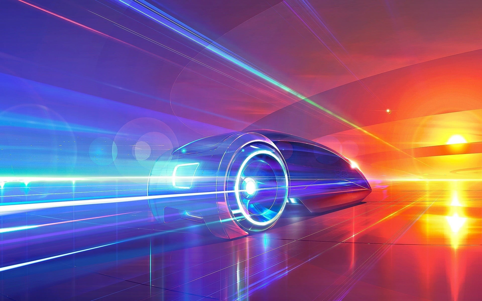 geometric shape, lens flare, shiny, lighting equipment, light beam, nightlife, no people, timelaps, road, fantasy art, Super Car, shape, car, streaks, backgrounds, HD Wallpaper