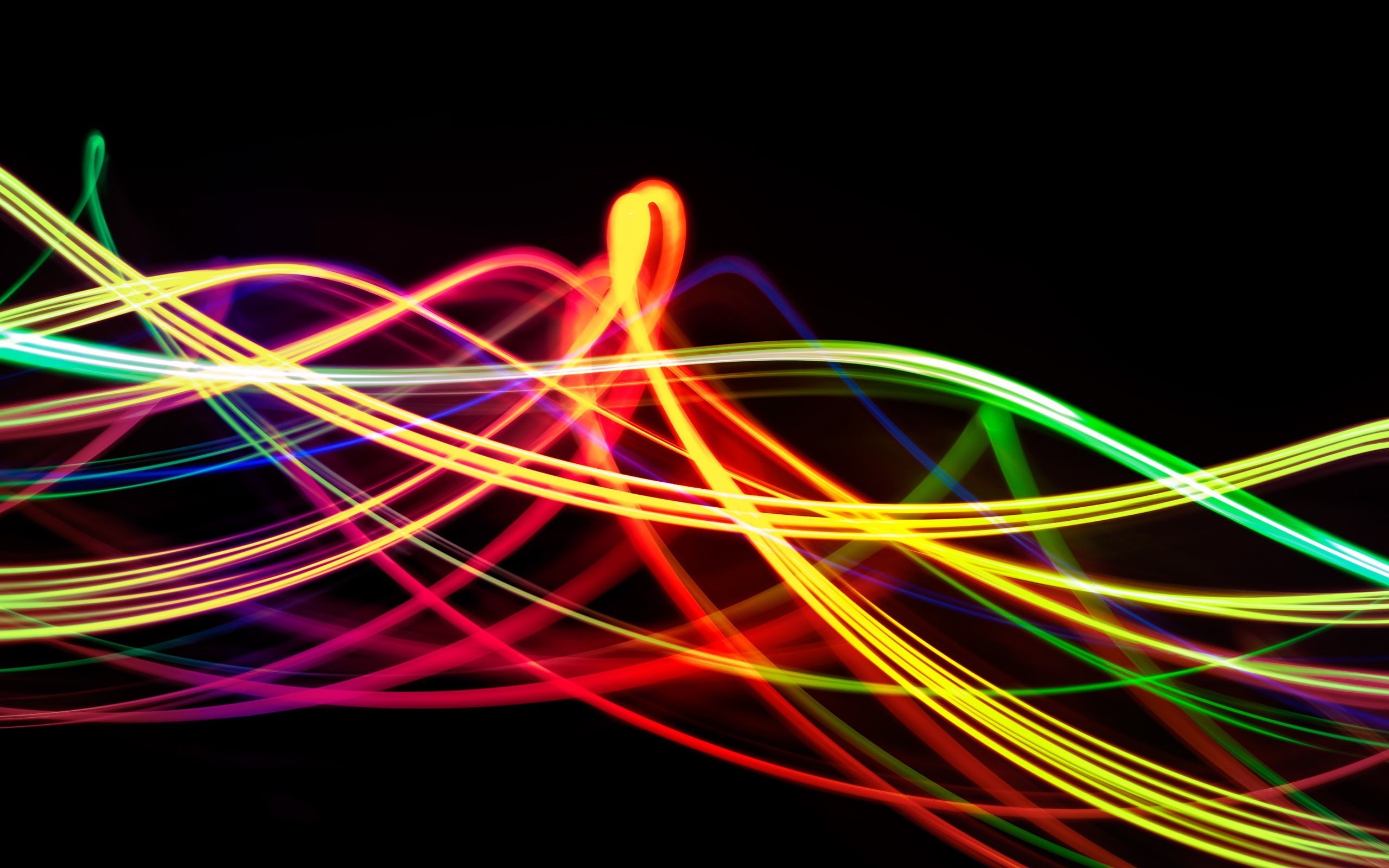 futuristic, abstract, night, big data, black background, glowing, multi colored, wave pattern, technology, connection, long exposure, studio shot, electricity, HD Wallpaper