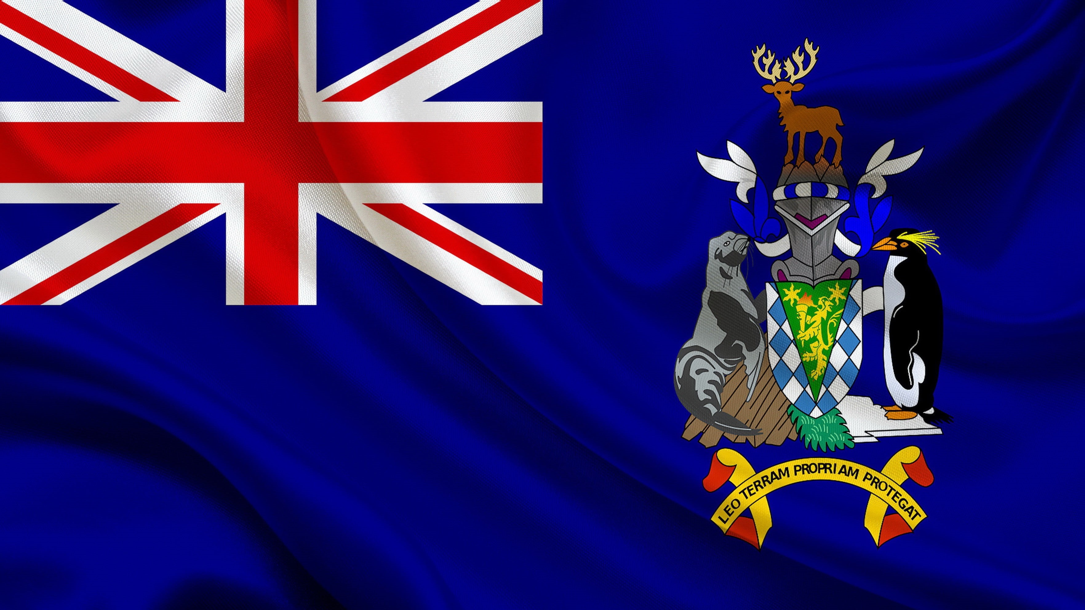colored background, democracy, blue, insignia, government, 2K, symbol, star shape, royalty, no people, close-up, South Georgia and the South Sandwich Islands, HD Wallpaper
