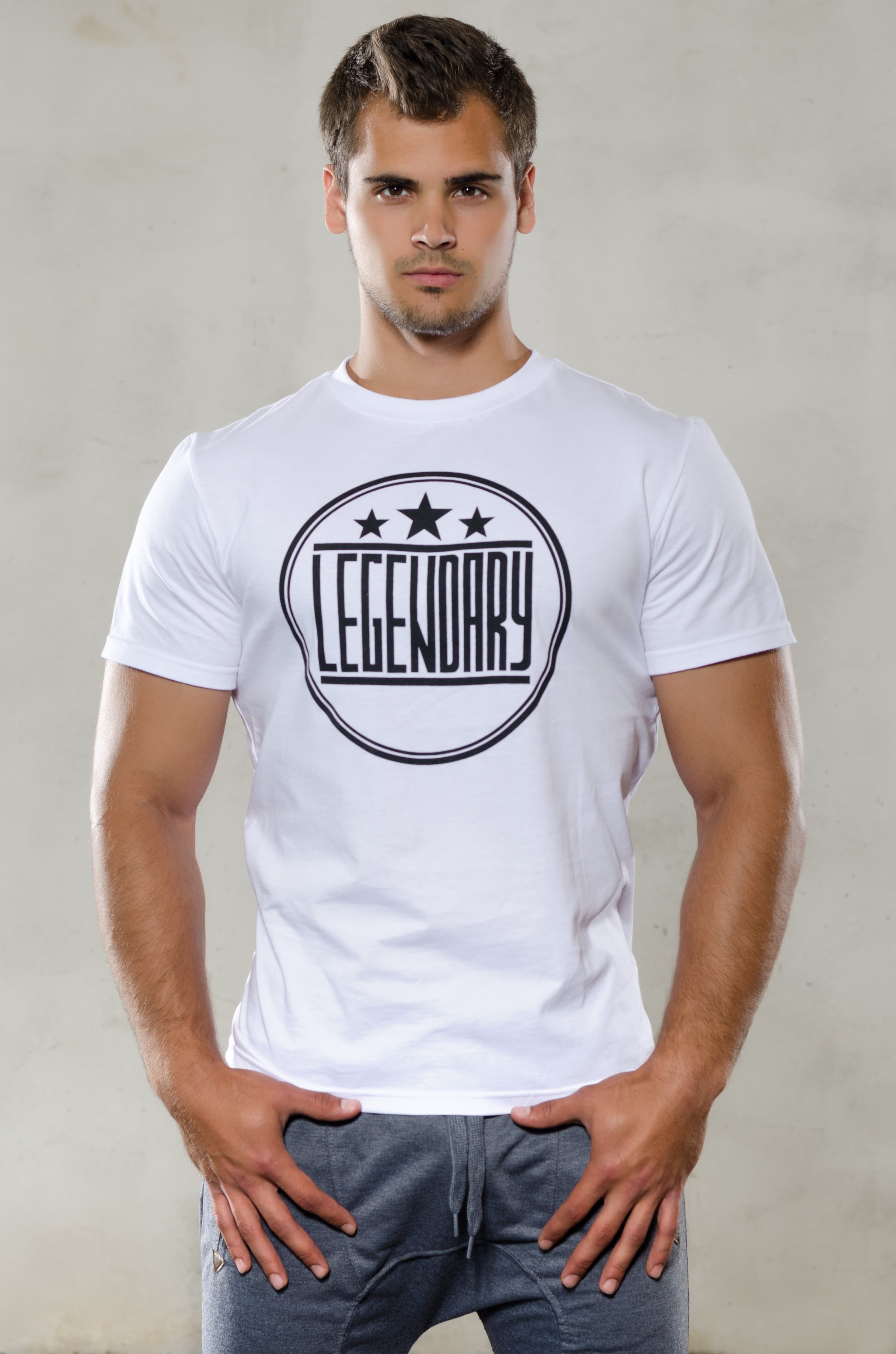 casual Clothing, adult, 4K, young Men, t-Shirt, people, title, one Person, three quarter length, front view, men, looking At Camera, jeans, logo, neck, Phone HD Wallpaper