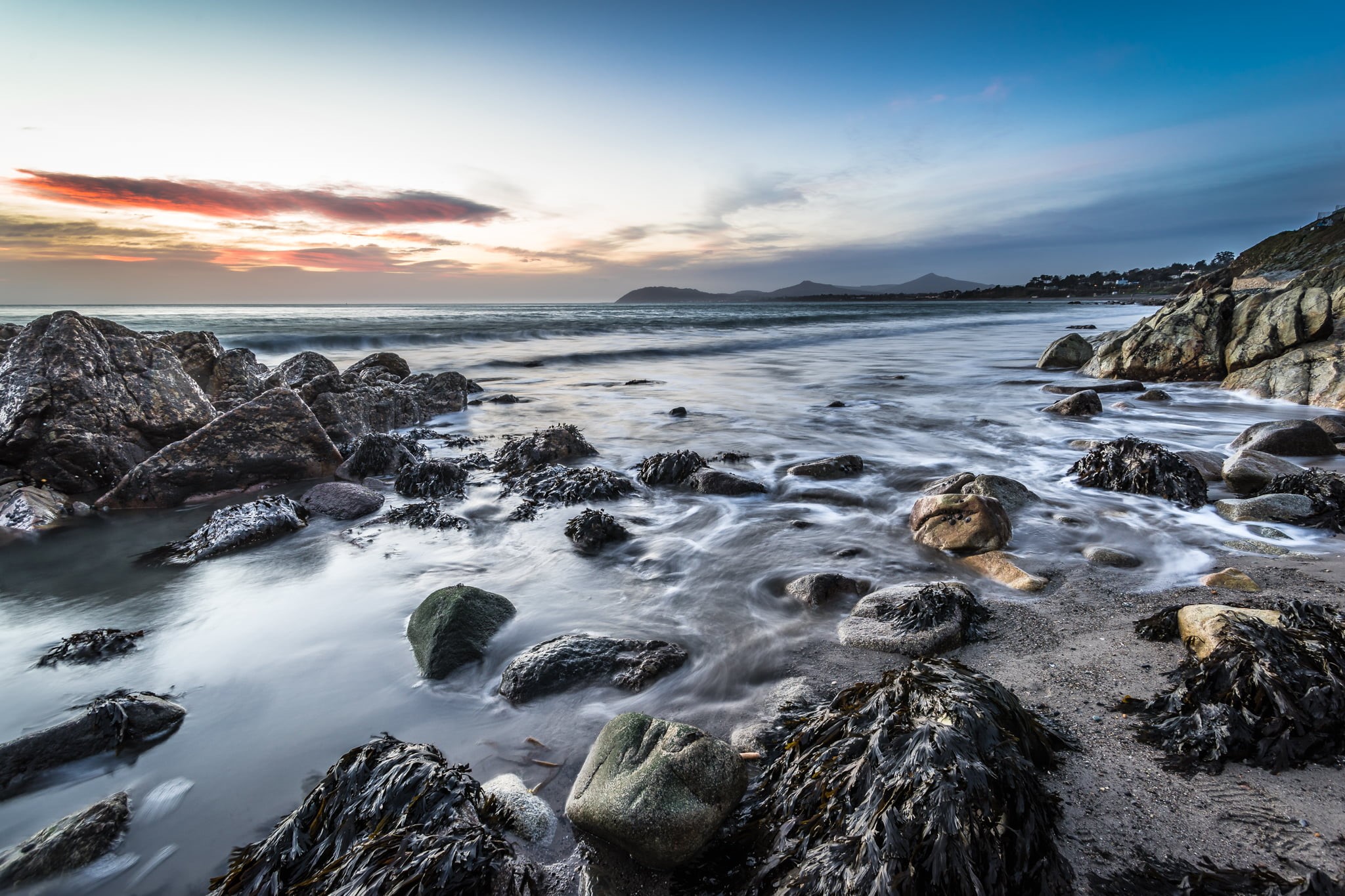 scenics, photo, sunshine, photography, sunset, White Rock, travel, Ireland, light, konica minolta, 1080P, europe, motion, dusk, coastline, dawn, rock, HD Wallpaper