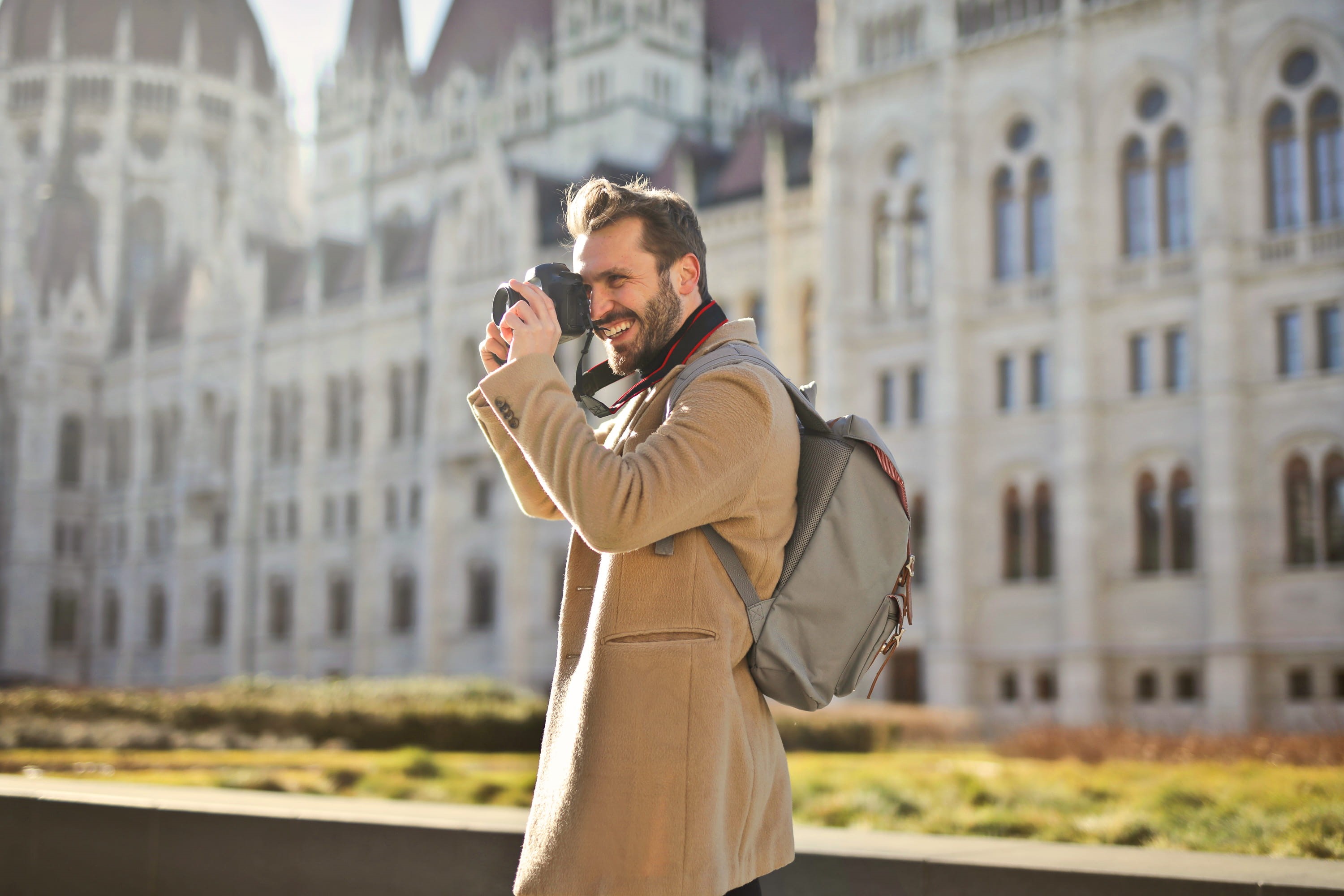 eye, street, tourism, using, coat, caucasian, 30-35 years old, trip, photography themes, technology, photographer, beard, young, camera - photographic equipment, HD Wallpaper