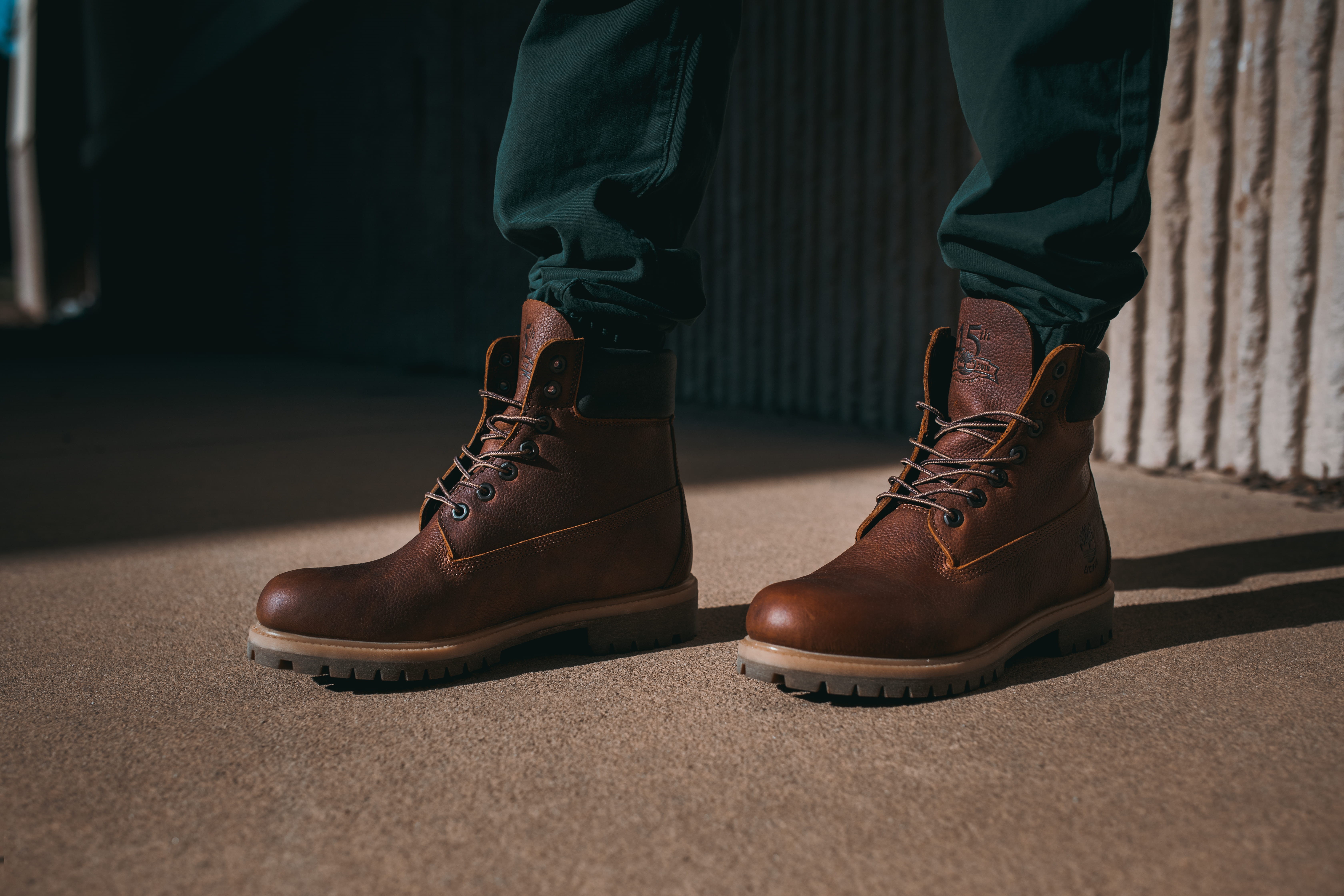 clothing, indoors, lifestyles, human body part, bridge, 5K, real people, day, body part, human limb, brown, black, person, fashion, men, timberland, close-up, HD Wallpaper