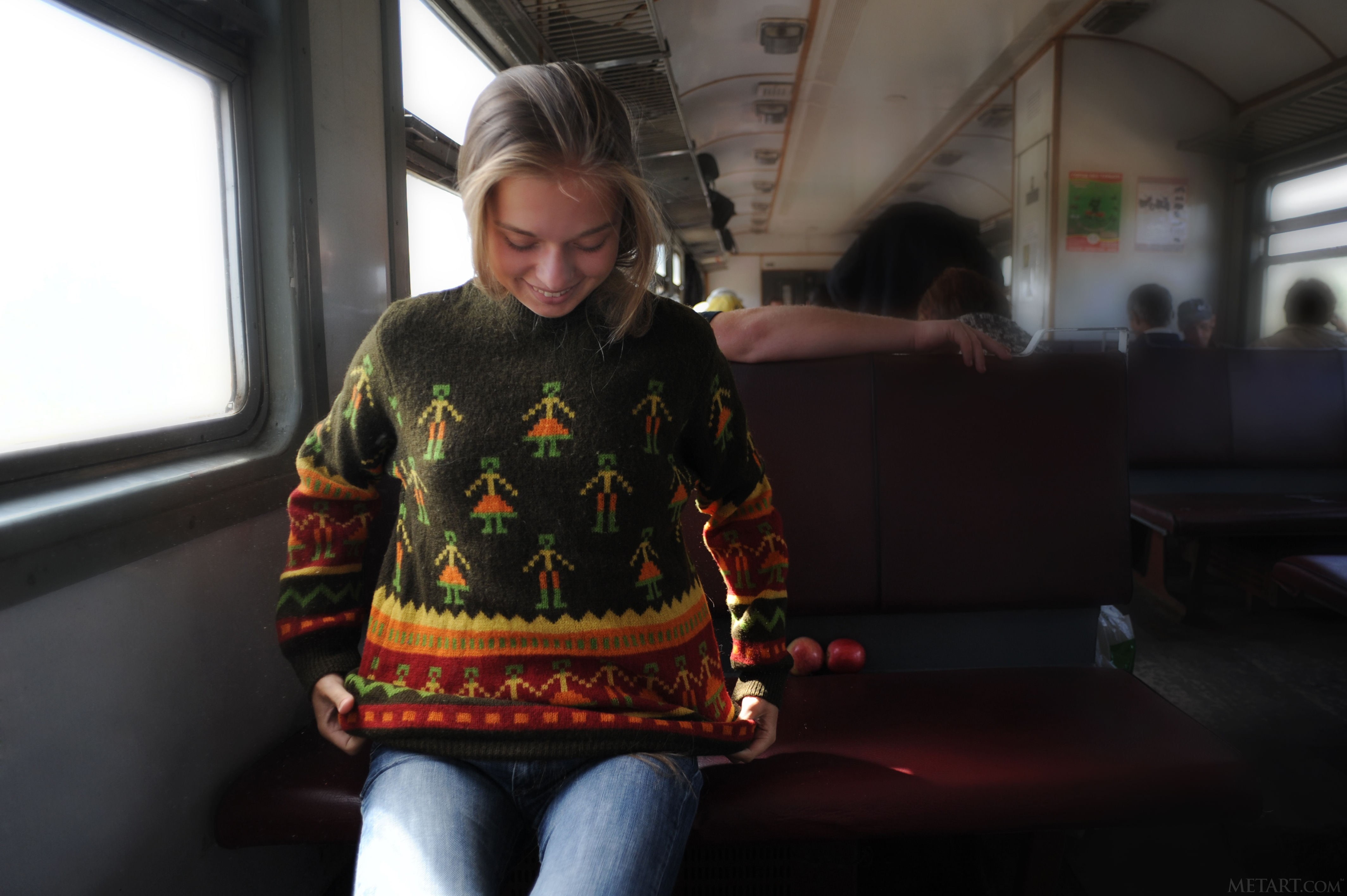 train, women, rail transportation, woman, lifestyles, one person, three quarter length, mode of transportation, blonde, neck, front view, MetArt Magazine, HD Wallpaper