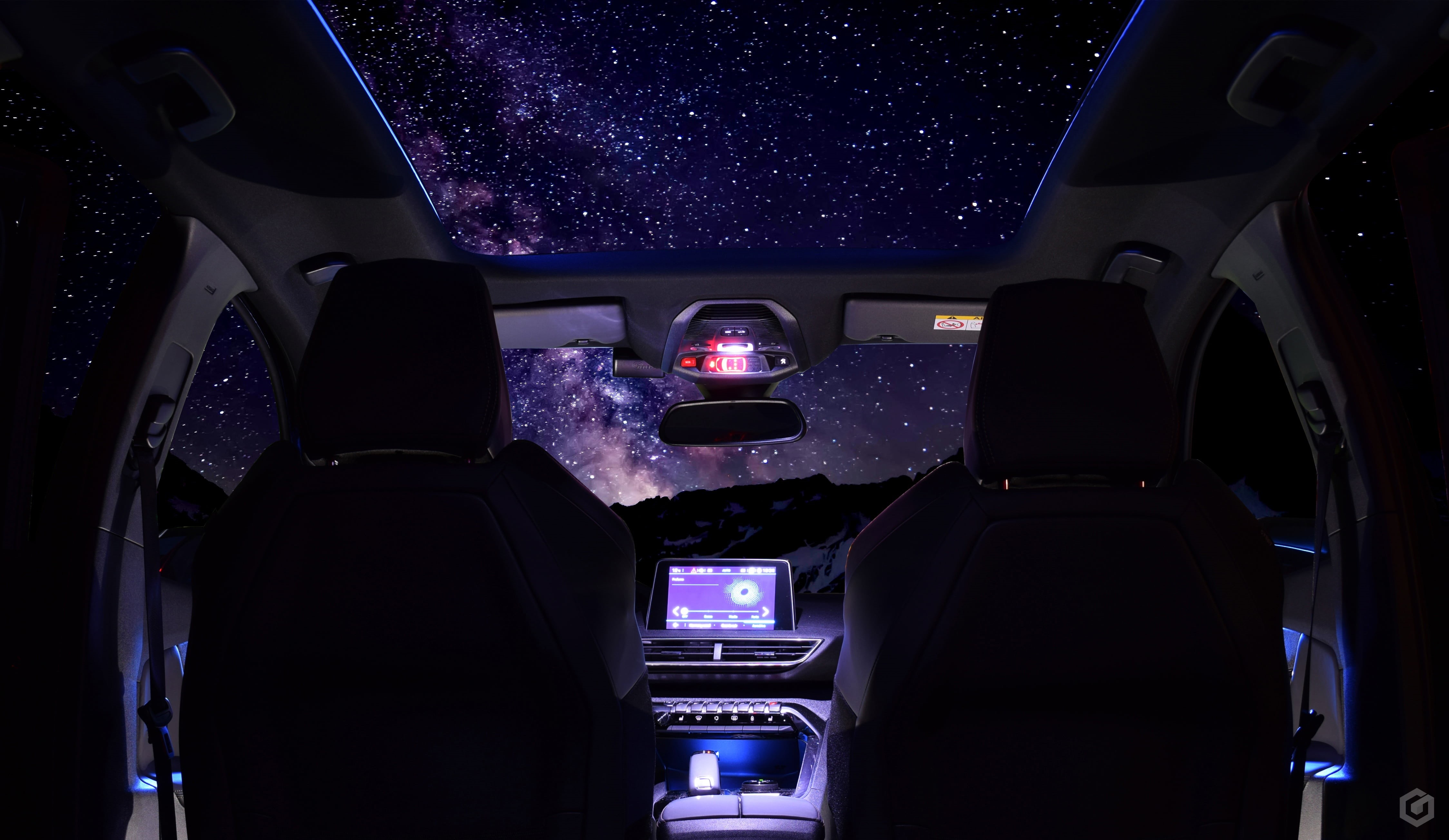 adult, sky, stars, nature, night, car, cockpit, vehicle interior, star - space, mode of transportation, people, men, transportation, peugeot, no people, HD Wallpaper