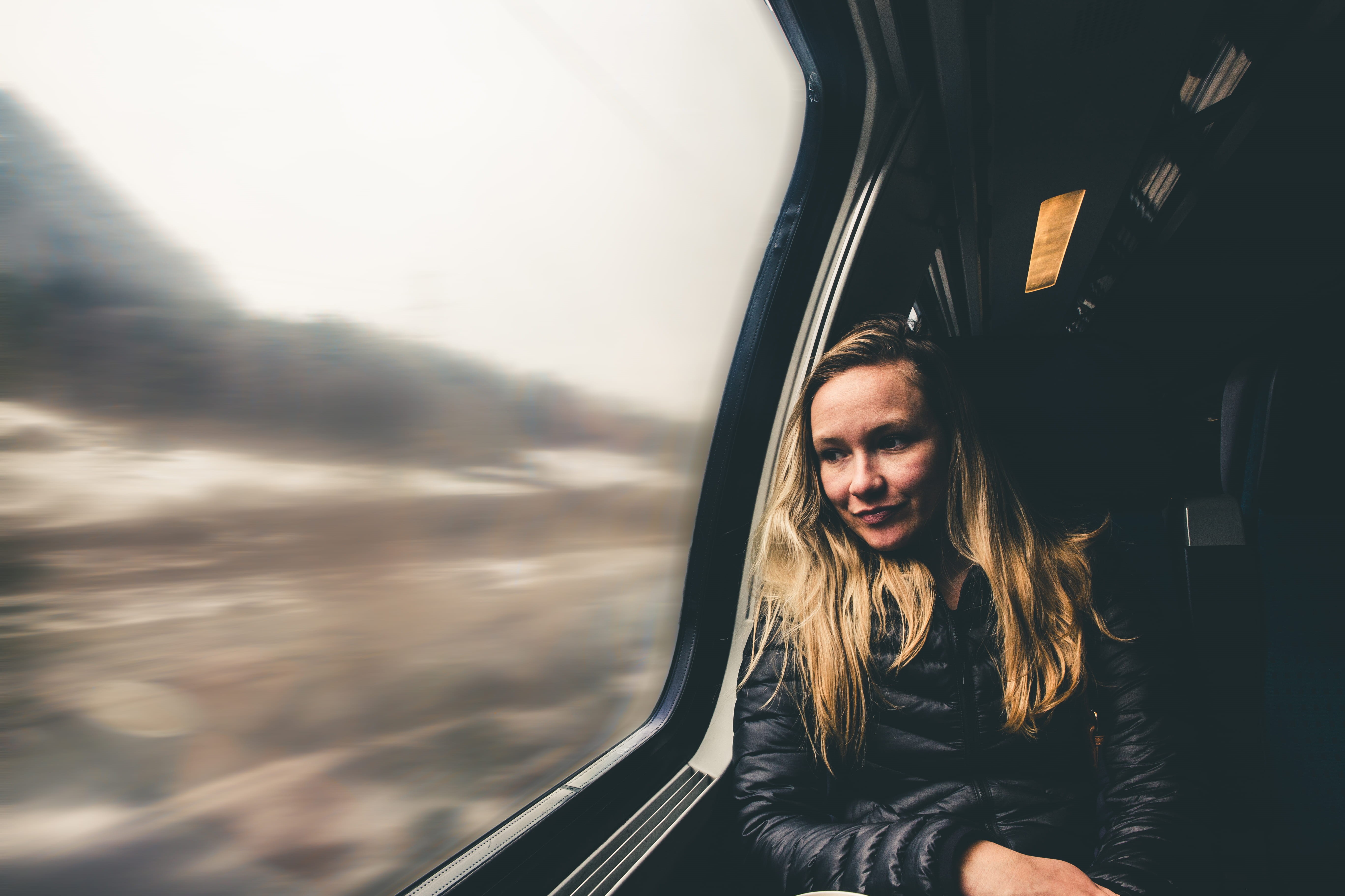 portrait, 5K, train, hair, s, beautiful woman, beauty, photography, selective, mode of transportation, human face, female, traveling, real people, young women, HD Wallpaper